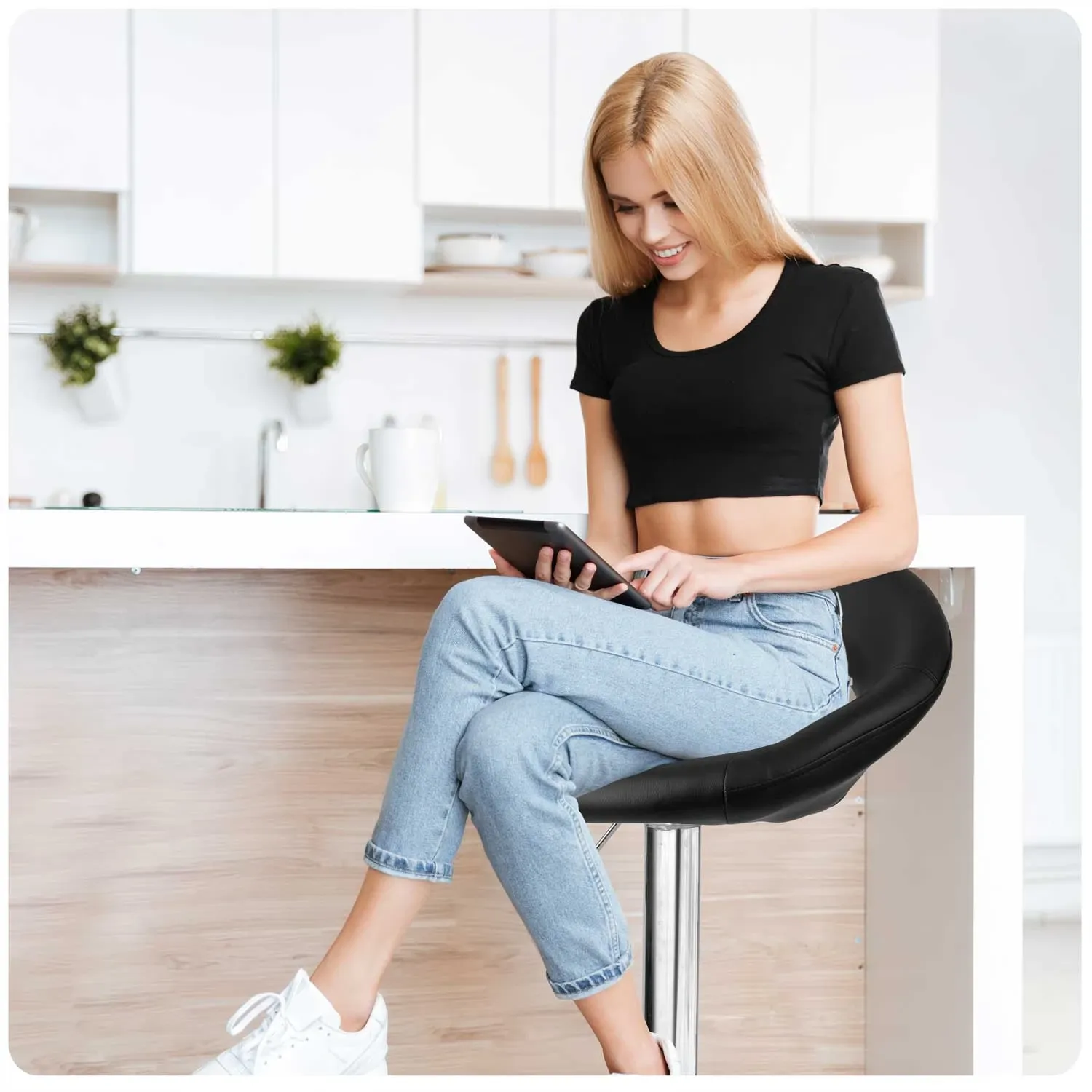 Forza baro kėdė su atlošu – 2 dalys – juoda - nuotrauka 1