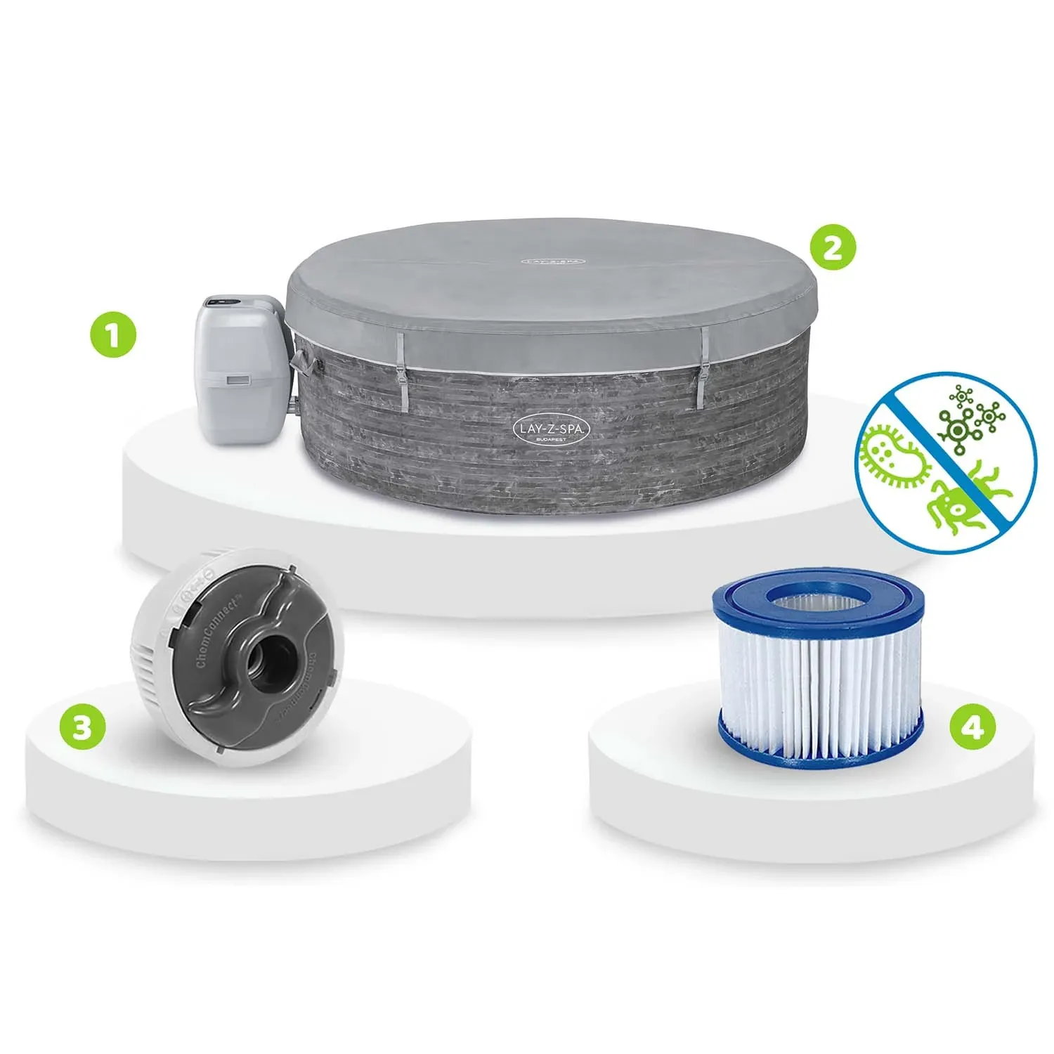 Pripučiama SPA vonia „Lay-Z Budapest“, 6 asmenims, „Bestway“, 60179 - nuotrauka 1