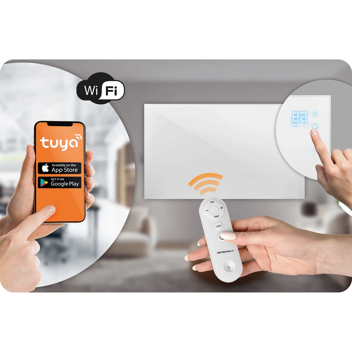 Infraraudonųjų spindulių šildytuvas 720 W Berdsen BD-983 WiFi nuotolinio valdymo programėlė - nuotrauka 1