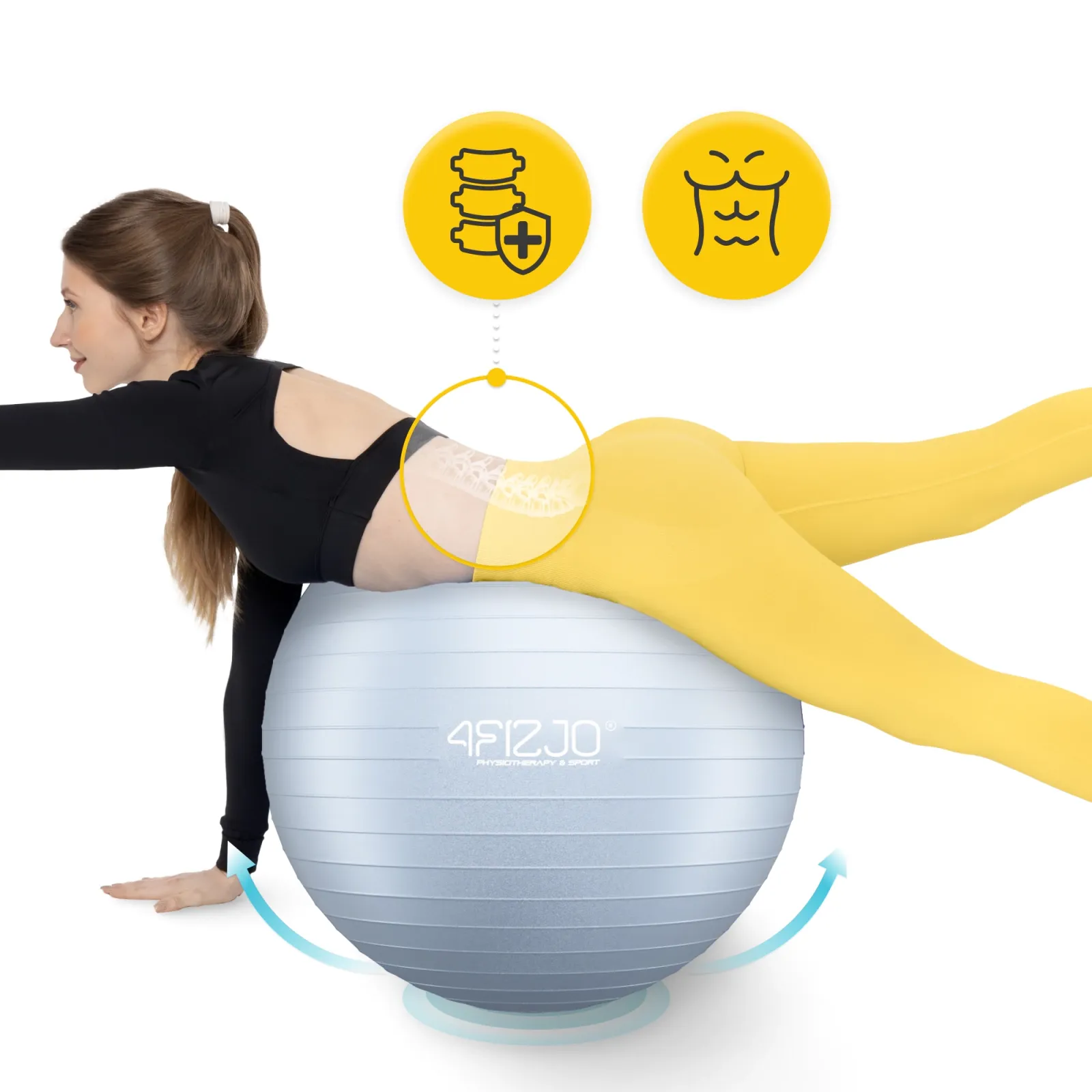 Pripučiamas gimnastikos kamuolys 75 cm pilkas