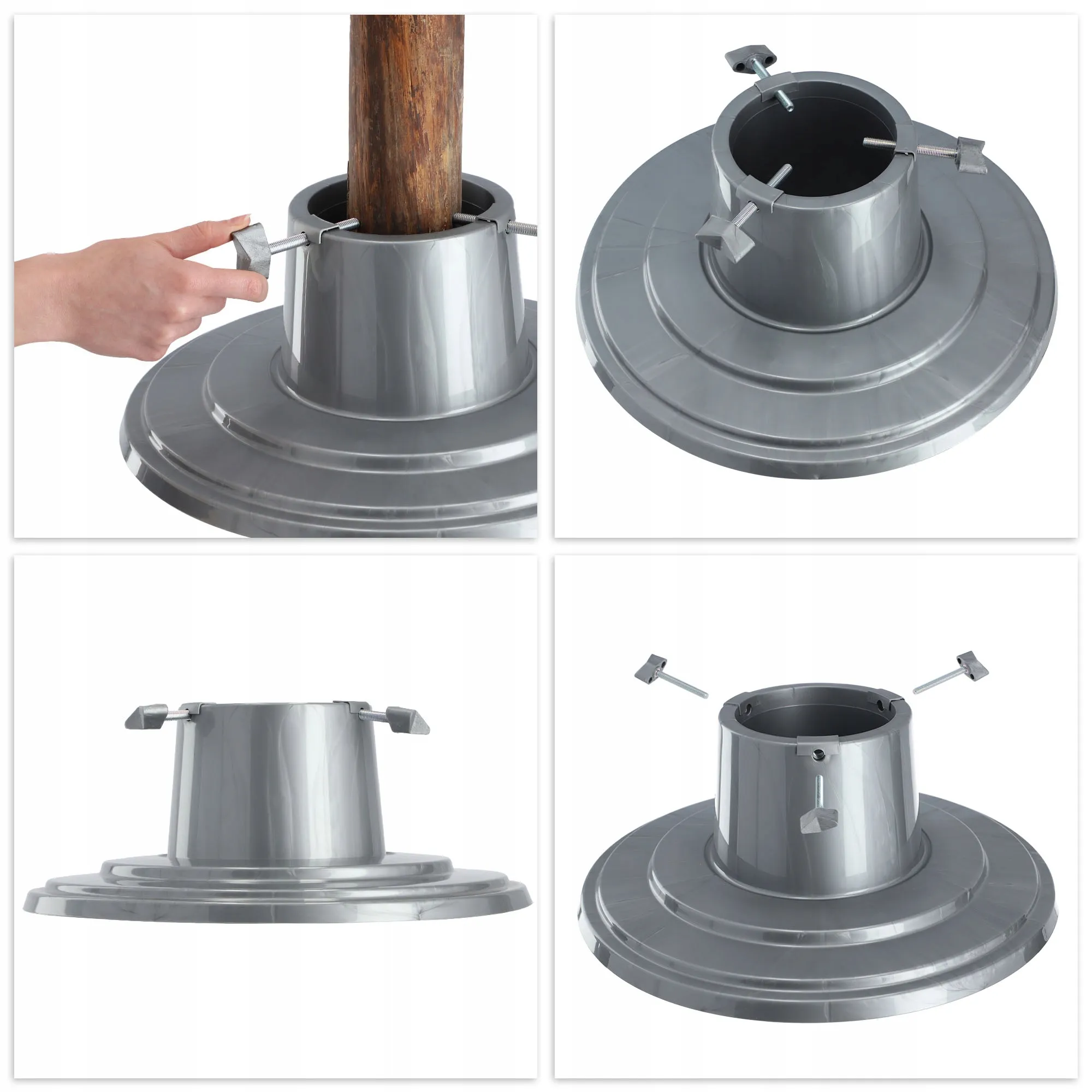 Larmor apvalus kalėdinės eglutės stovas, 39 cm, sidabrinis