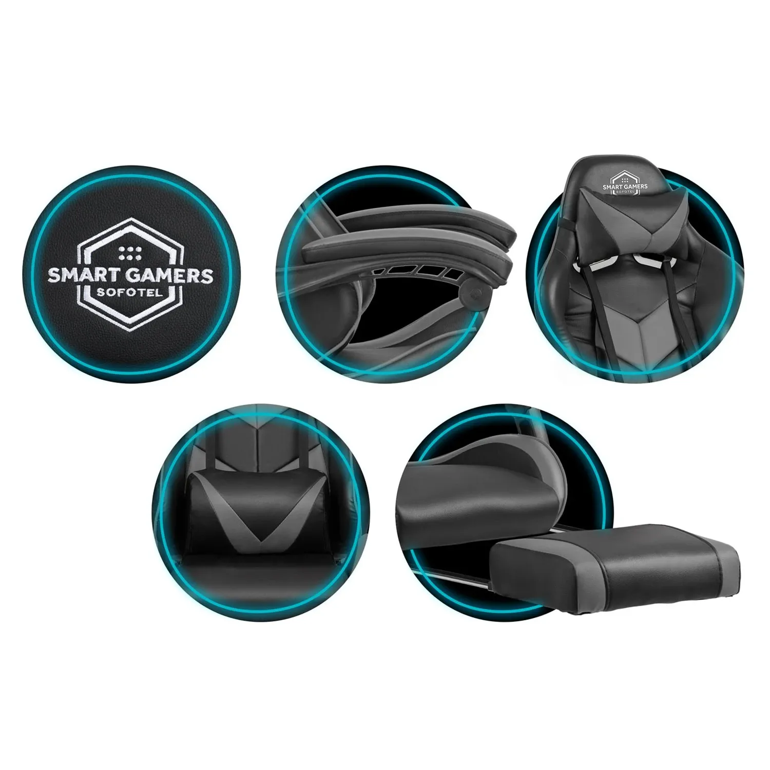 Sofotel Cerber žaidimų biuro kėdė, juoda ir pilka - nuotrauka 1