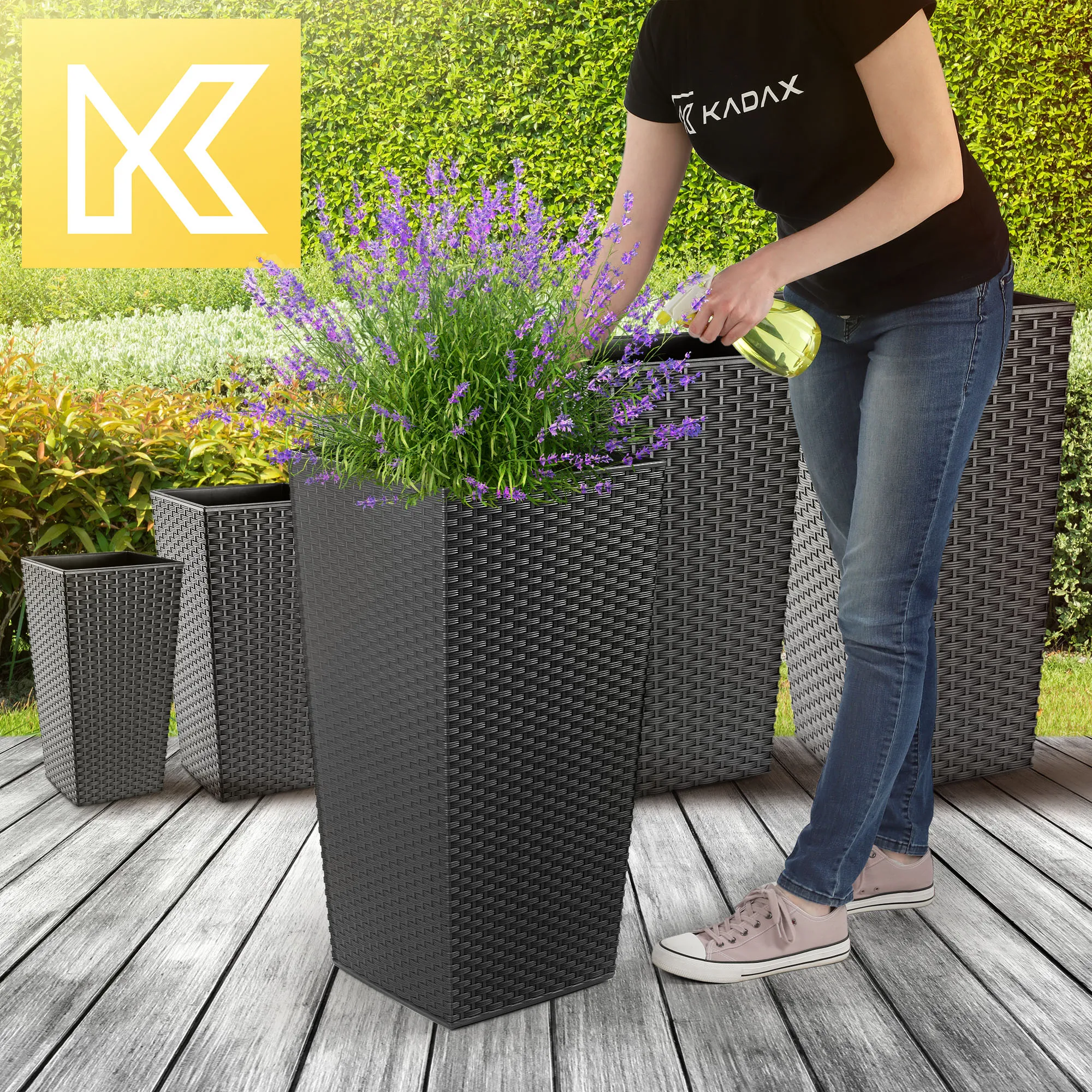 3 gėlių vazonų su įdėklu rinkinys