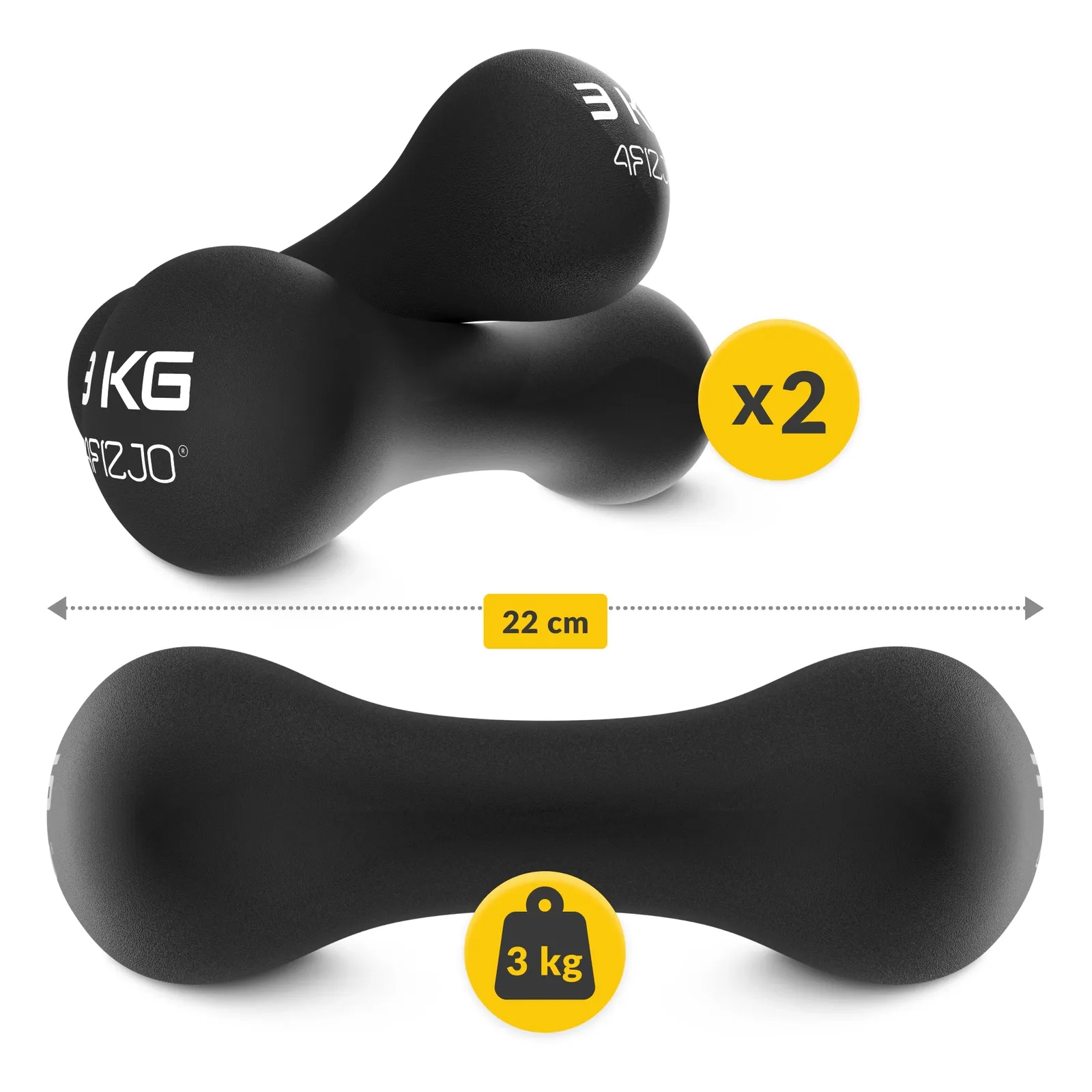 Ketaus hanteliai 8 formų pratimams 2 x 3 kg