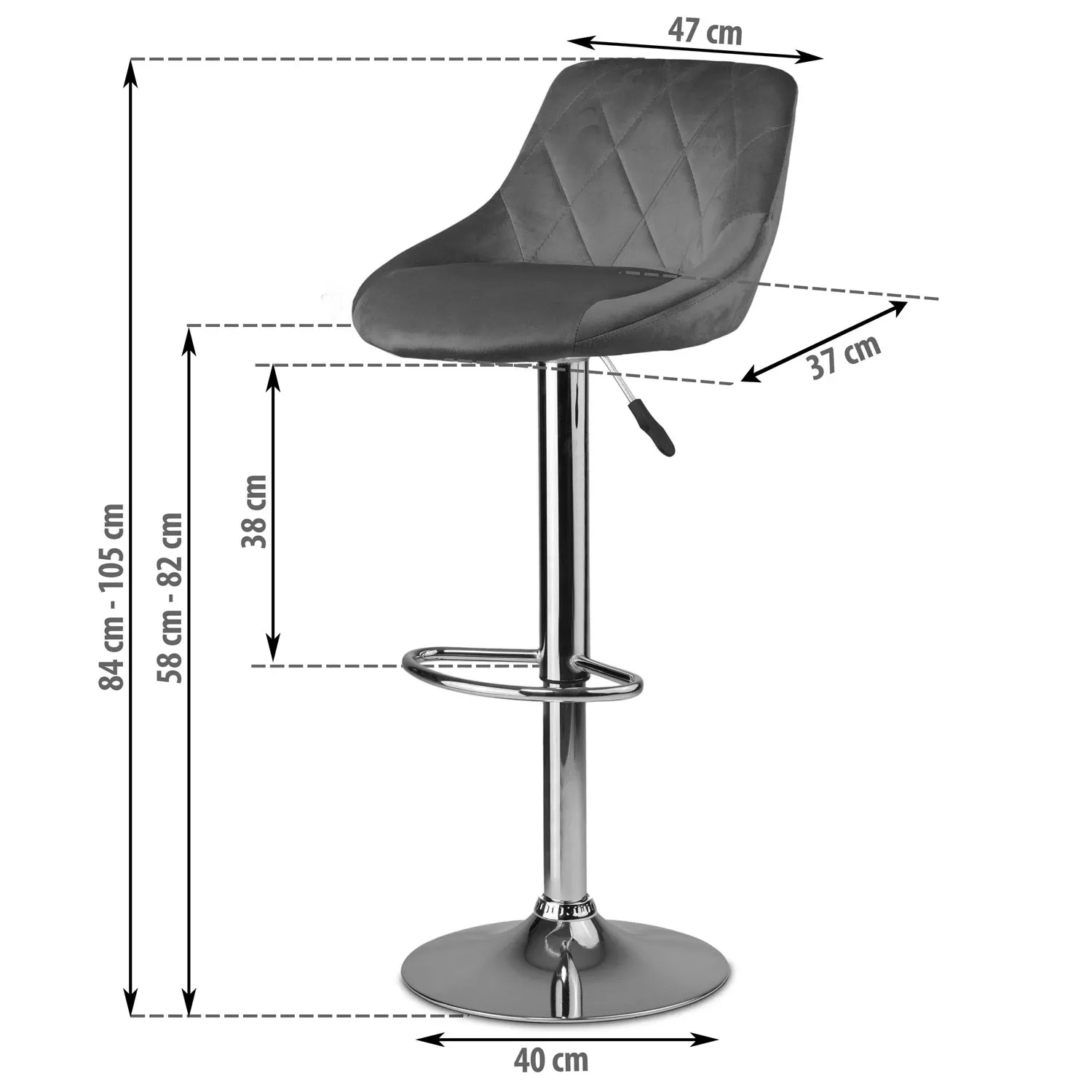 Nerra baro kėdė su atlošu – 2 dalys – pilka - nuotrauka 1