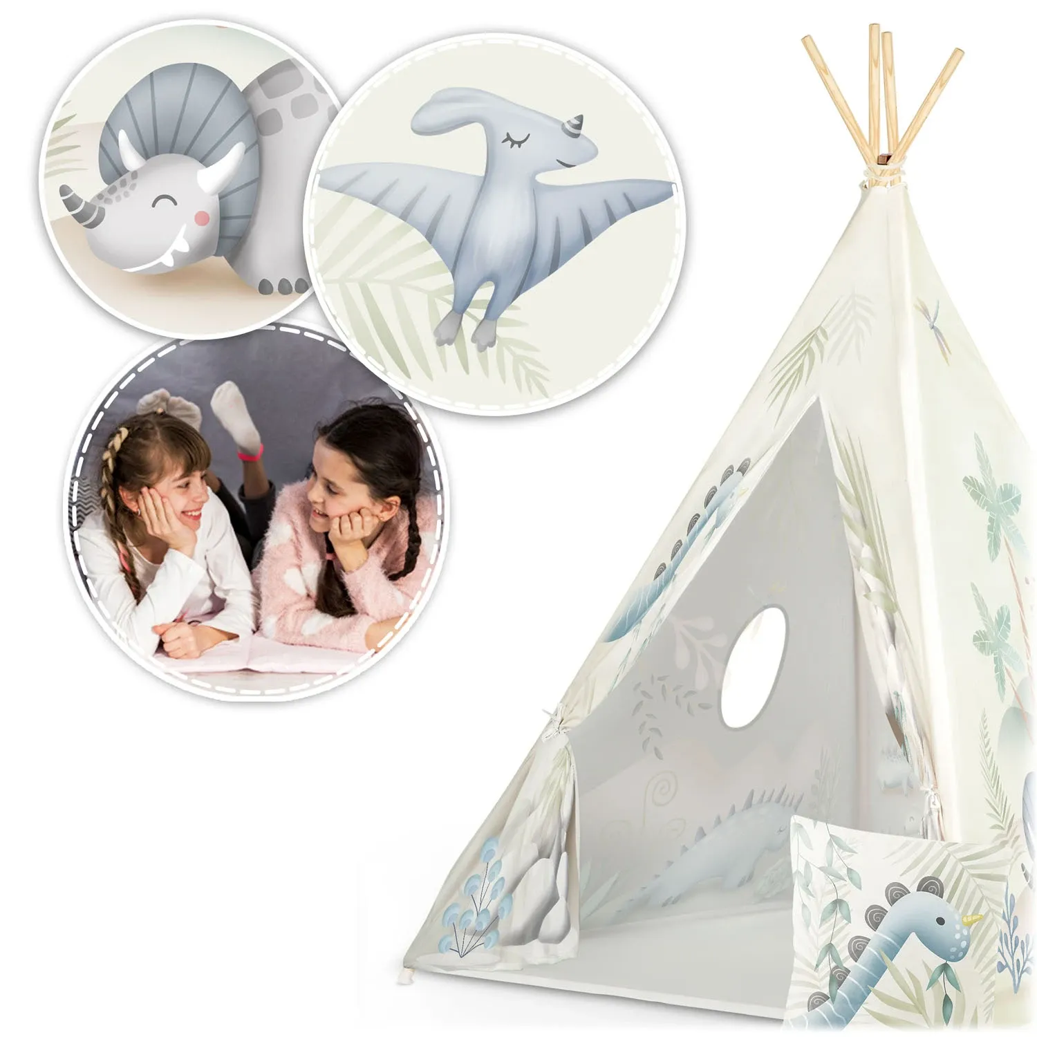 Nukido tipi palapinė vaikams – dinozaurai - nuotrauka 1