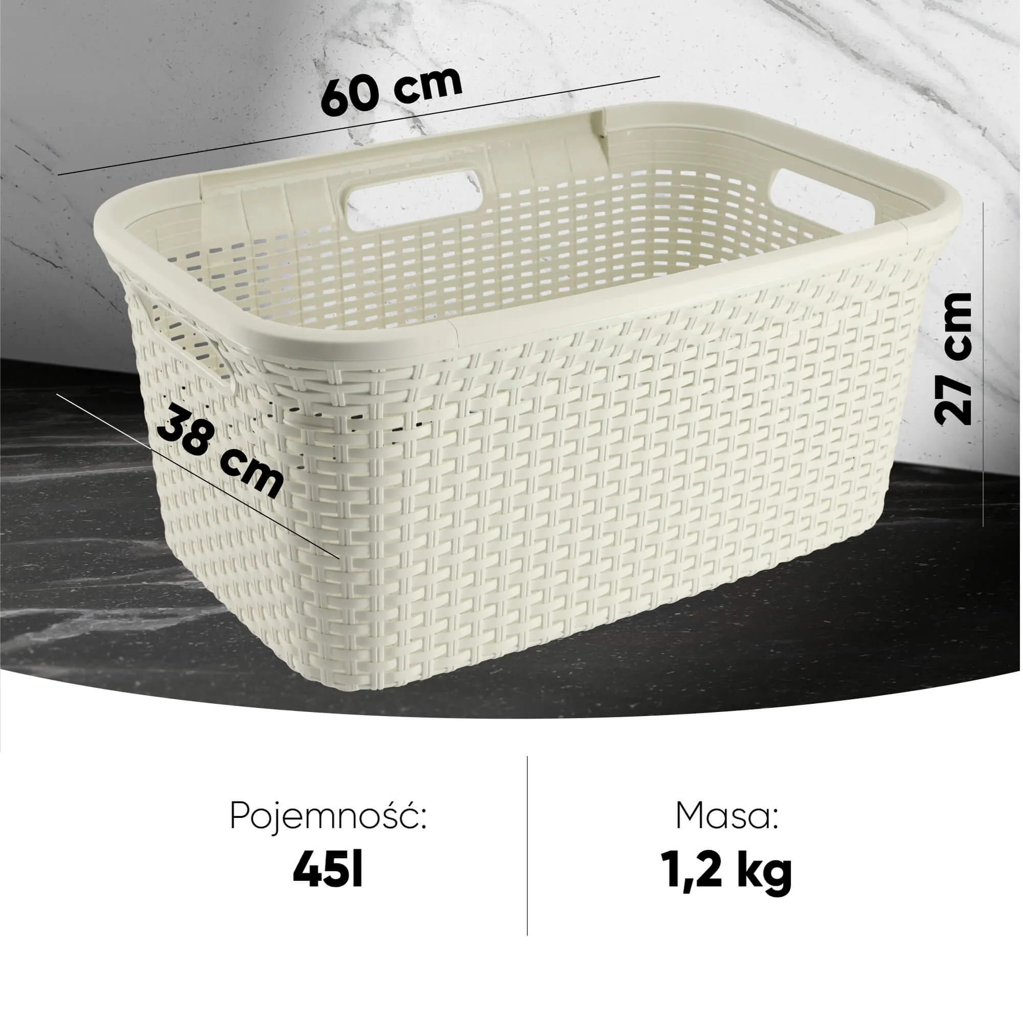 Curver Natural Style 45 l kreminės spalvos skalbinių konteineris