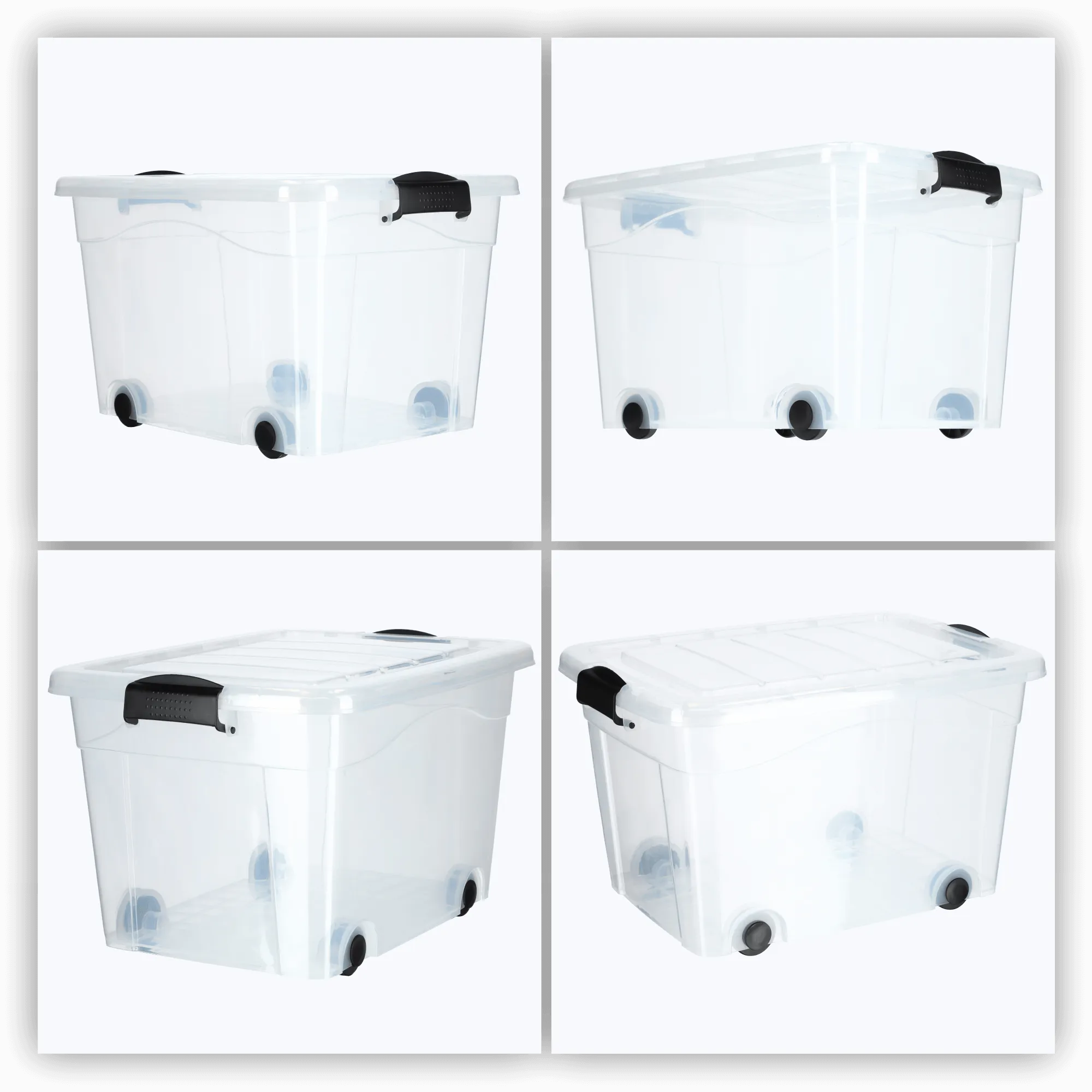 Vado 20L plastikinis konteineris su ratukais, skaidrus