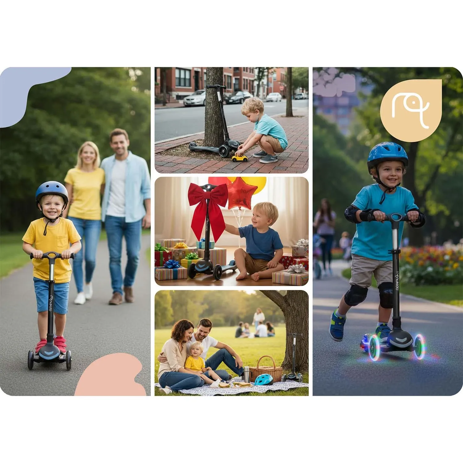 Triratis paspirtukas vaikams „Nukido Flippo“ su balansine sėdyne – juodas - nuotrauka 1