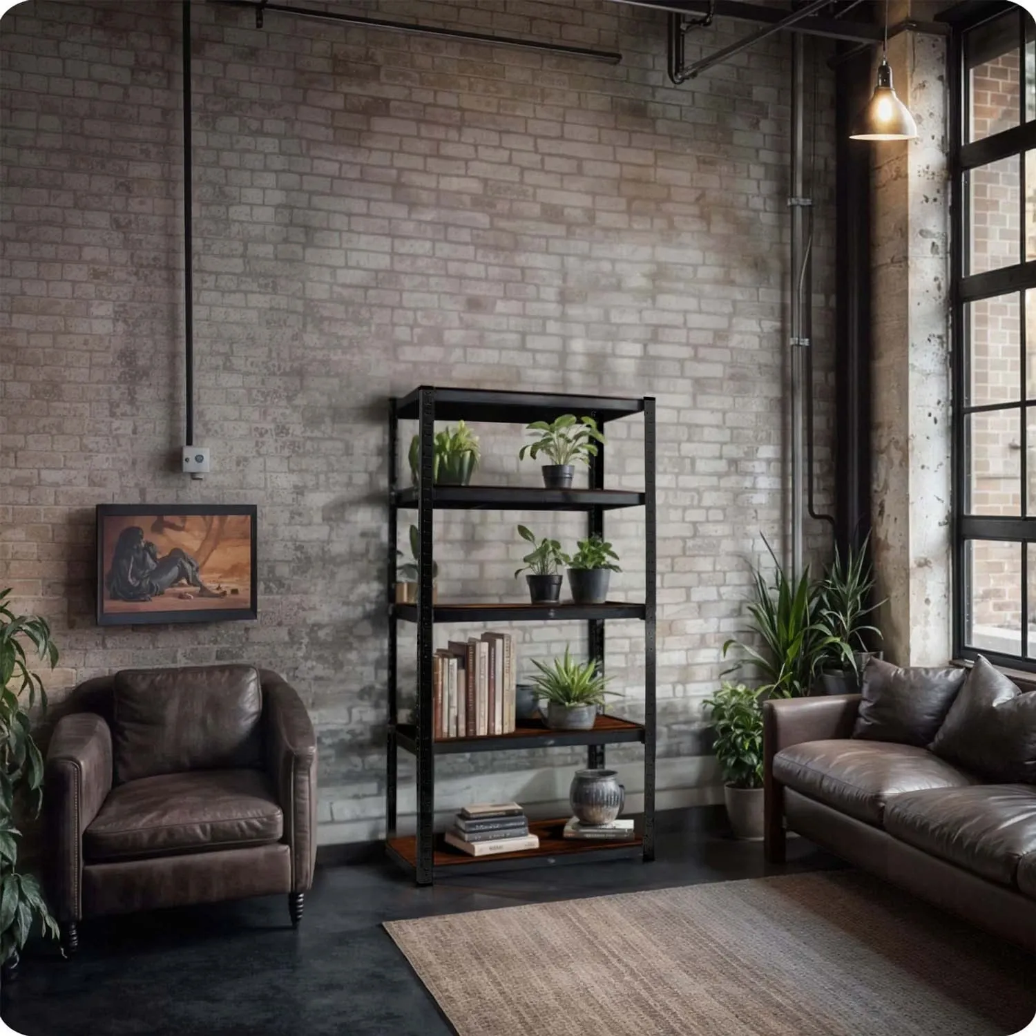 Metalinė daiktų laikymo lentyna 180 x 90 x 40 cm Humberg HR-852 juoda - nuotrauka 1