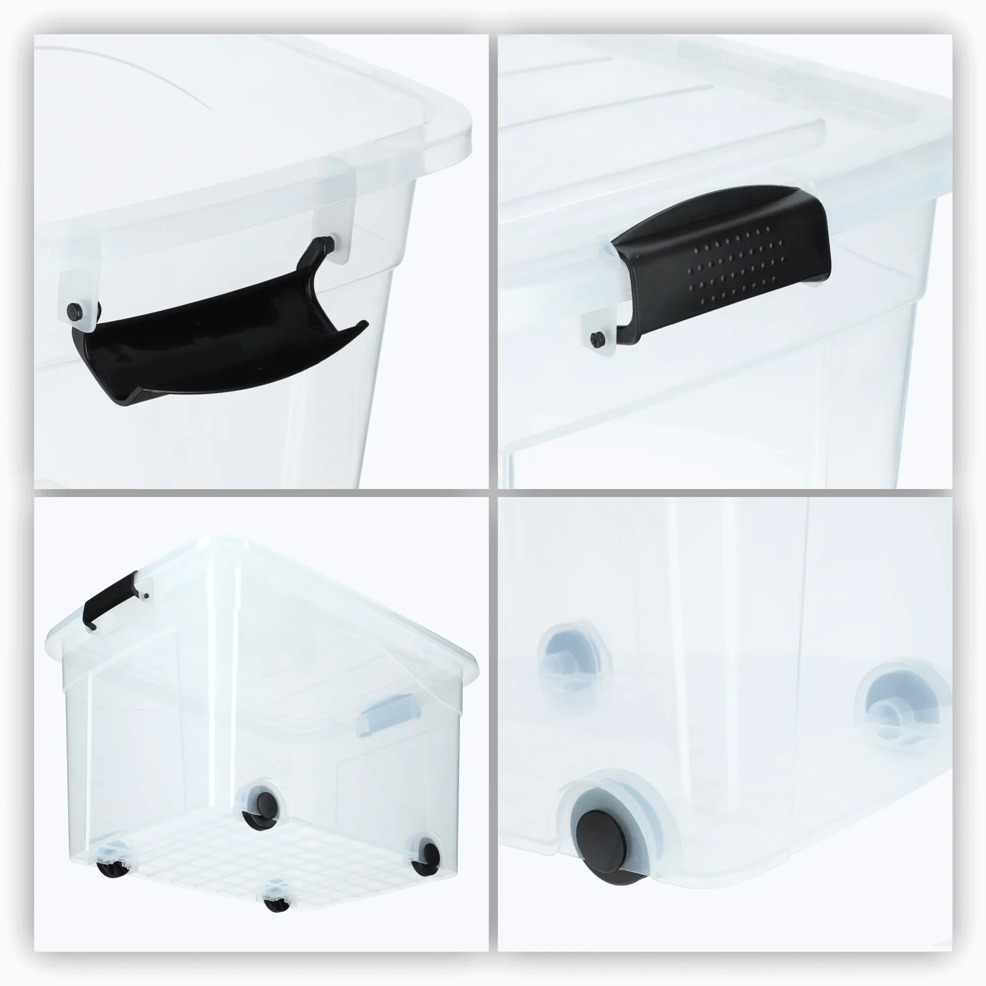 Vado 60L plastikinis konteineris su ratukais, skaidrus