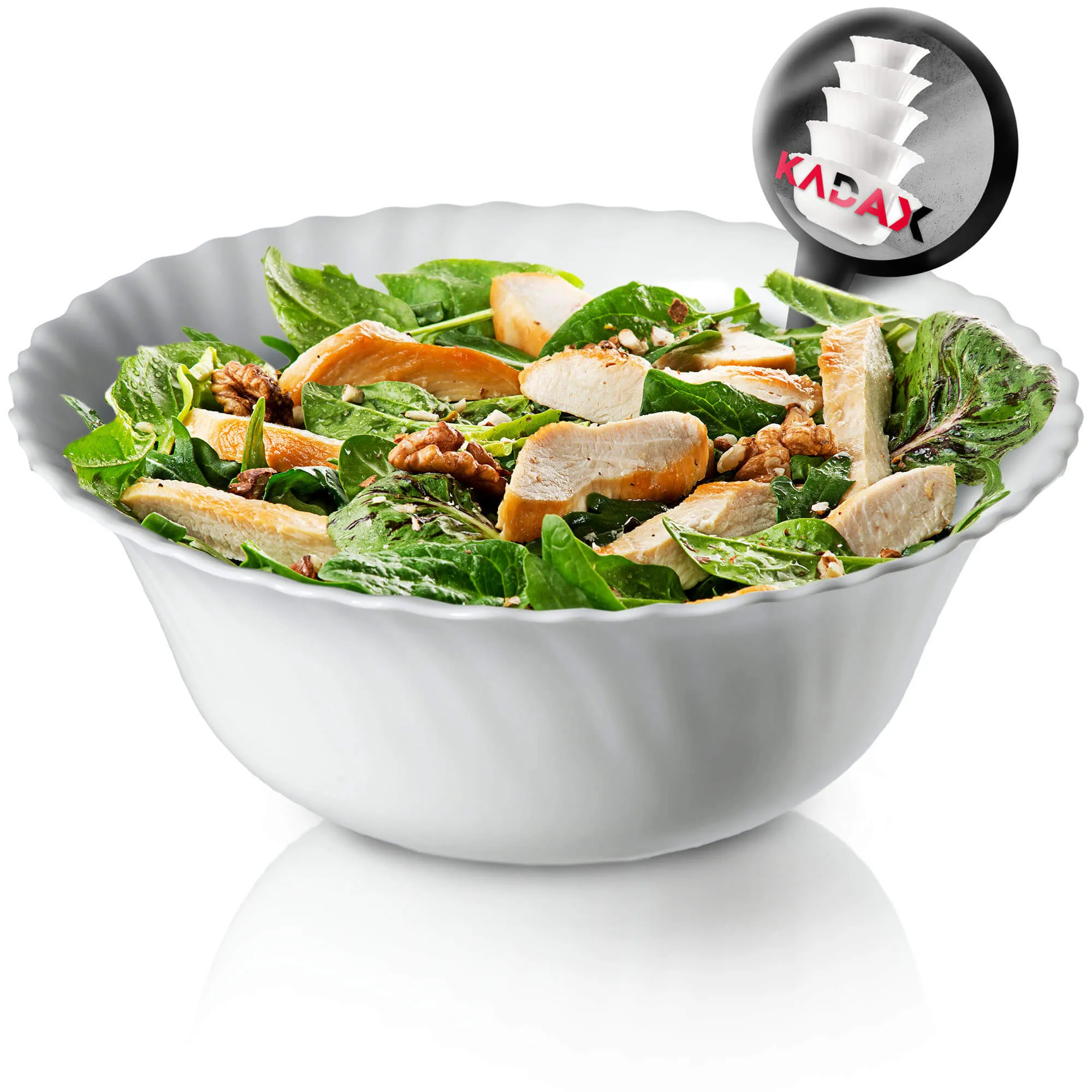 Auris stiklinis salotų dubuo, 21 cm, baltas