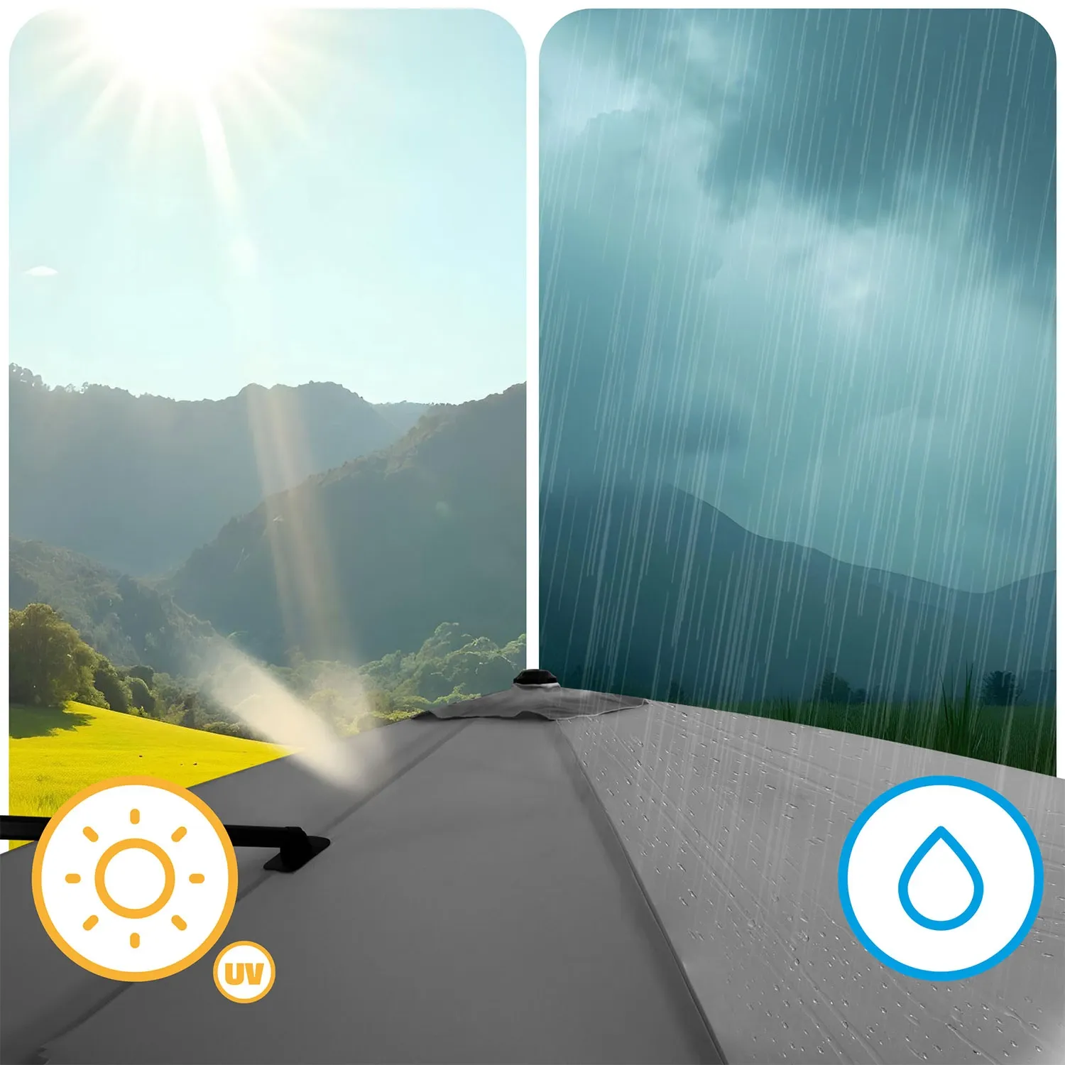 Sulankstomas sodo skėtis, 8 segmentų, 420 cm, su uždanga, „Plonos PL-883“ - nuotrauka 1