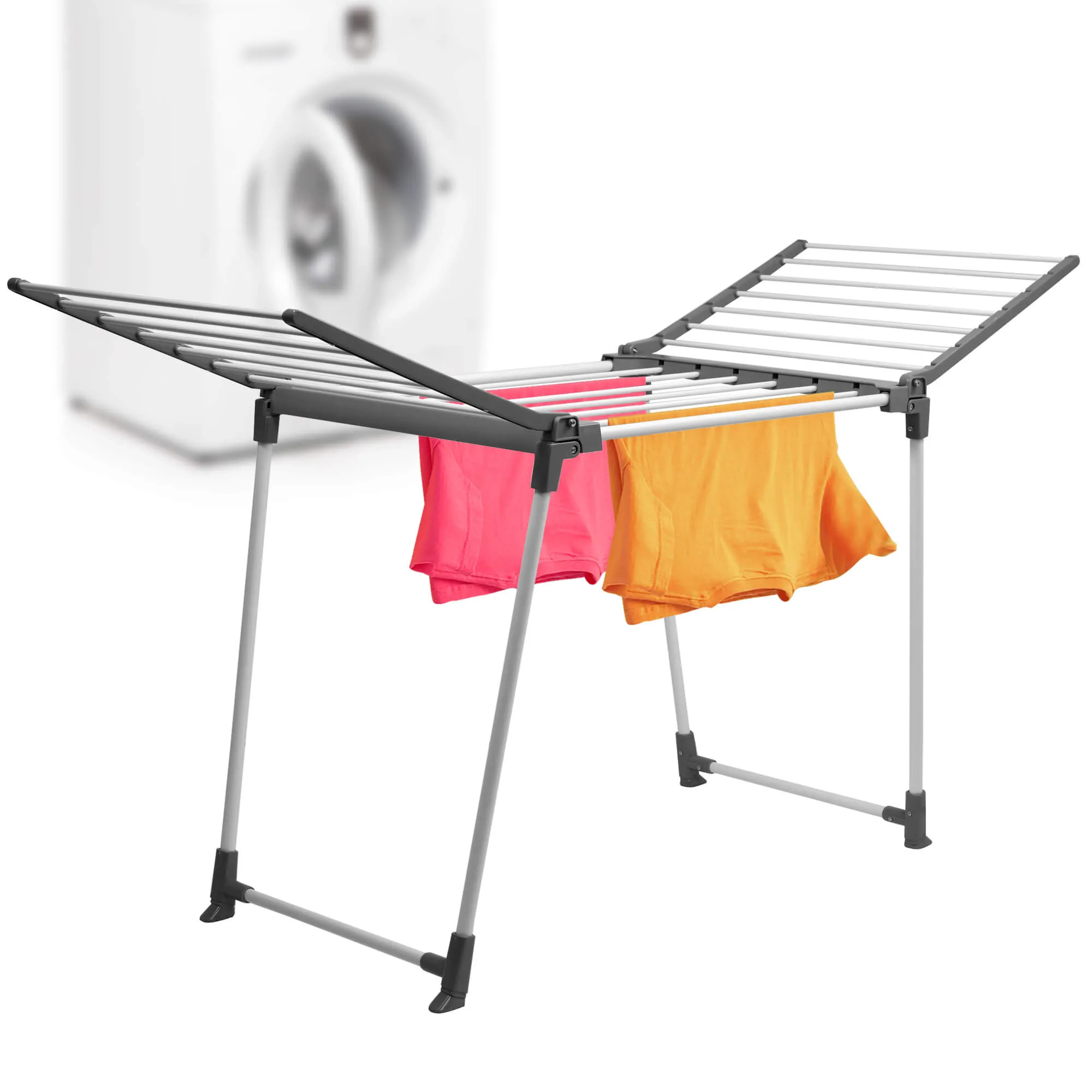 „Egen“ sulankstoma laisvai pastatoma drabužių džiovyklė, pilka, 170 cm