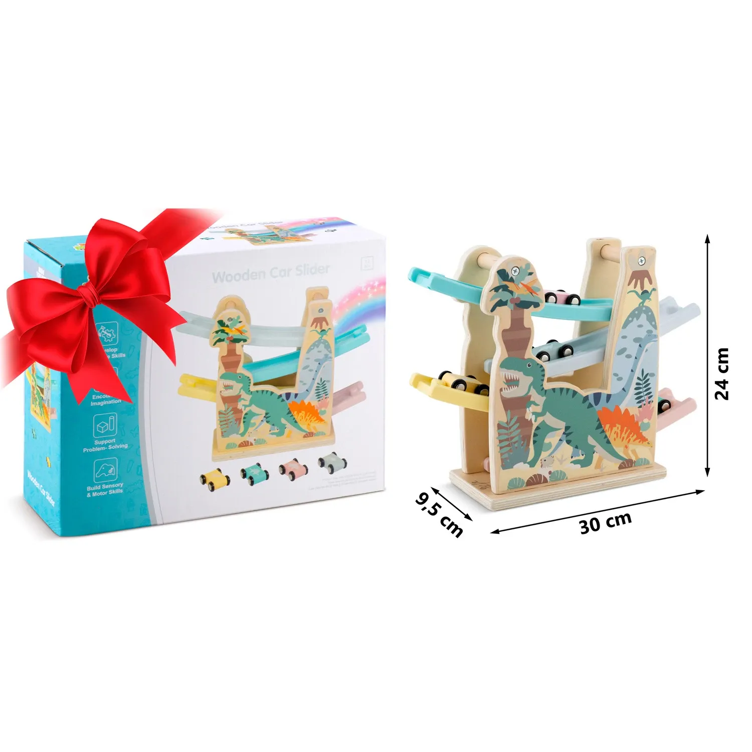 Medinis žaislinis čiuožykla su mašinėlėmis RK-867 Ricokids - nuotrauka 1