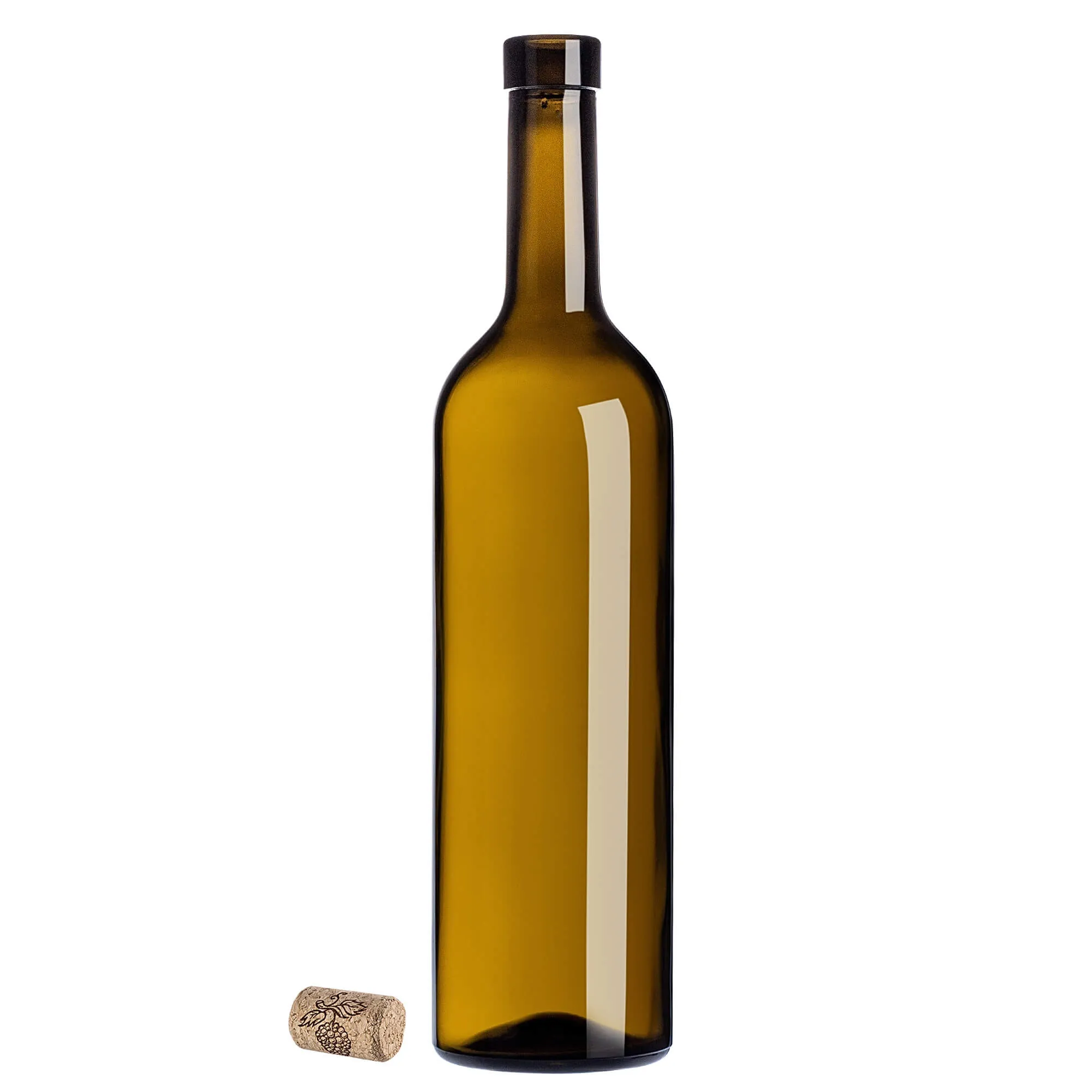 Biagio vyno buteliai 750 ml alyvuogių spalvos su aglomeruotu kamščiu 10 vnt.