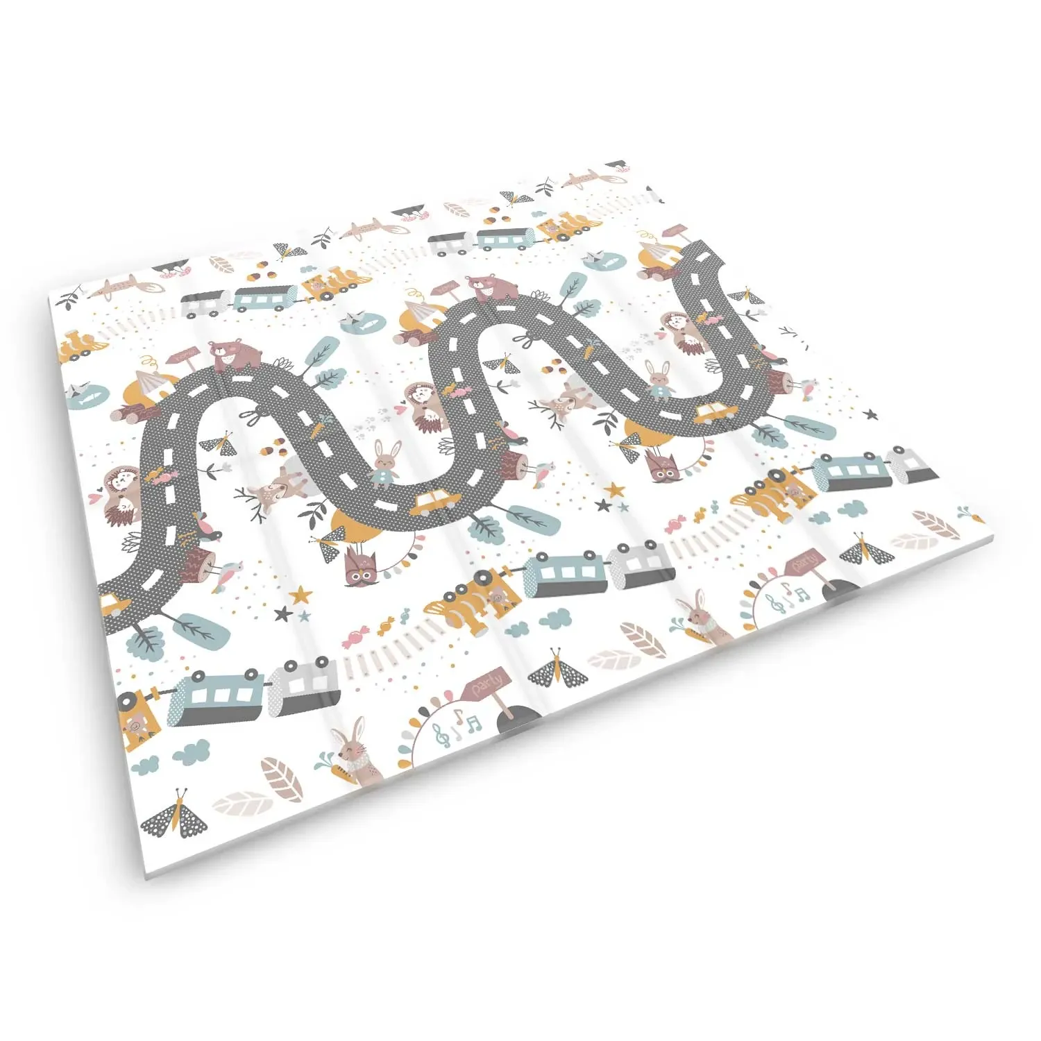 Sulankstomas putplasčio kilimėlis 200 x 180 x 1 cm Nukido NK-340 antžeminis traukinys - nuotrauka 1