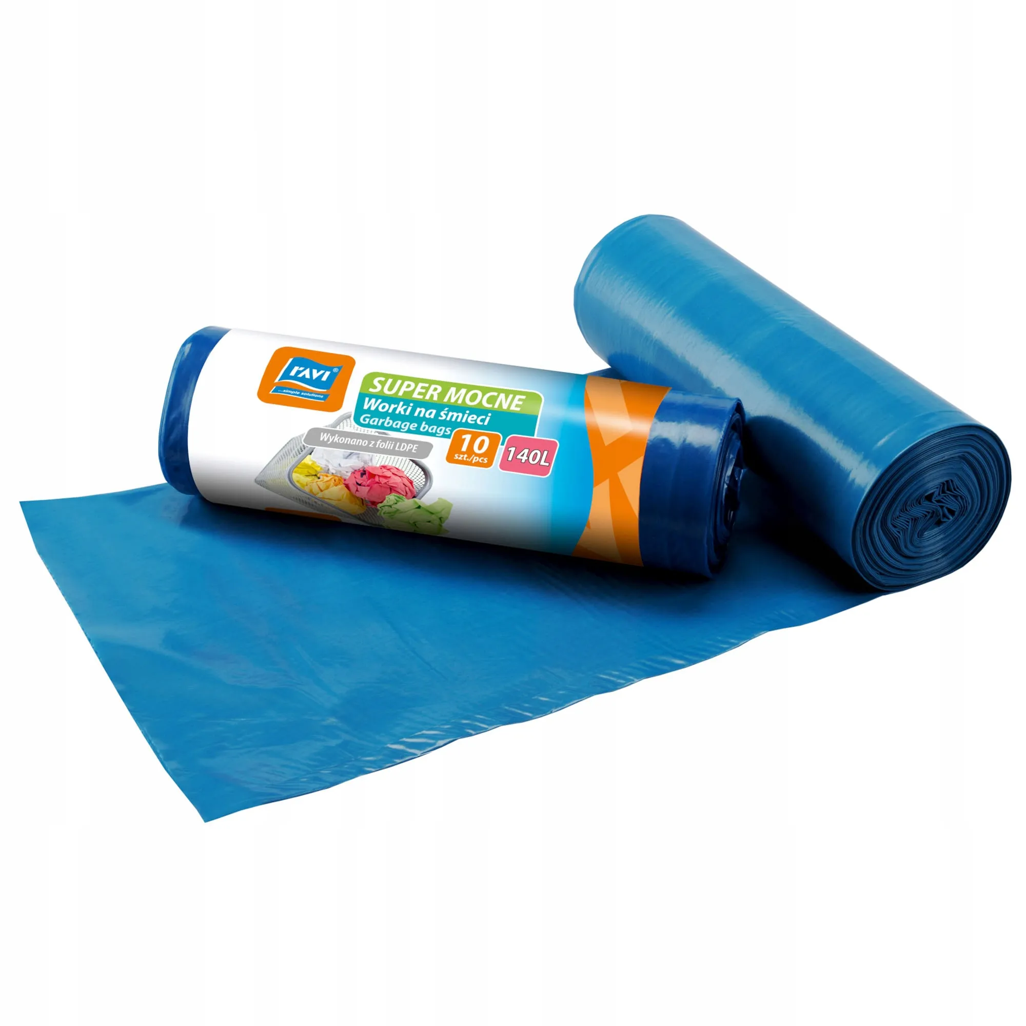 „Ravi“ itin tvirti LDPE šiukšlių maišai, 140 l, 10 vnt.