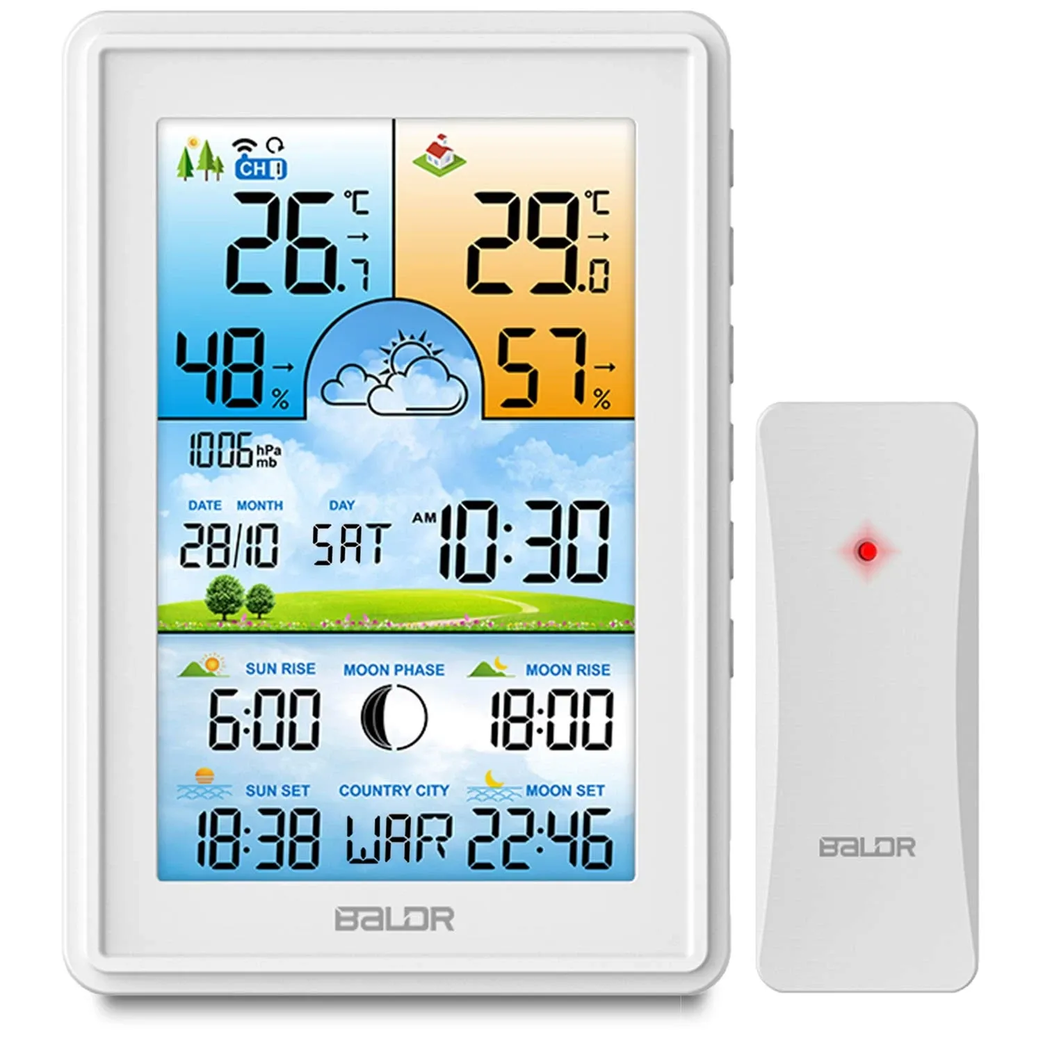 Meteorologinė stotelė su ekranu BD-906, balta - nuotrauka 1