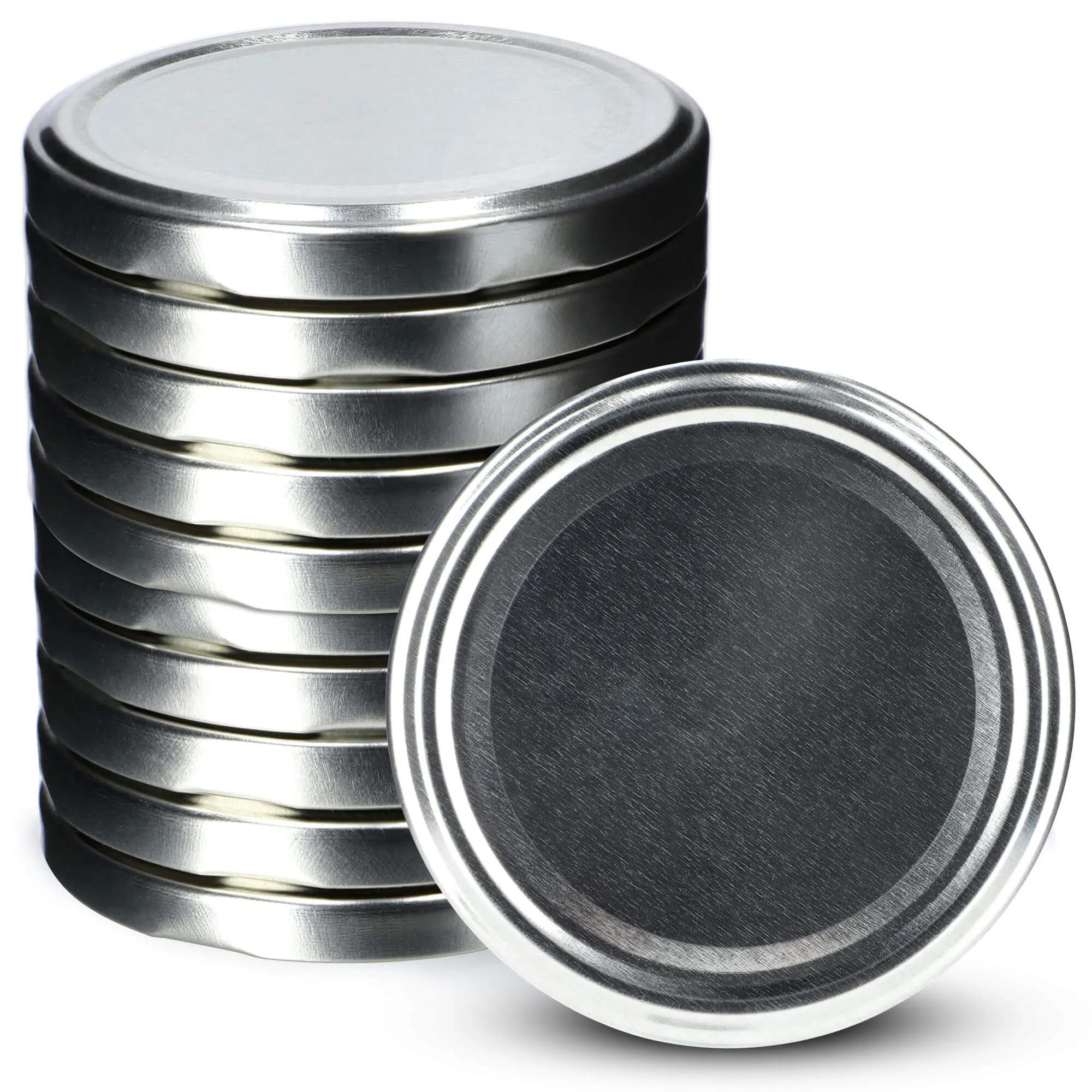 Metaliniai dangteliai „Valsta“ stiklainiams, 10 vnt., 66 mm skersmens, sidabriniai