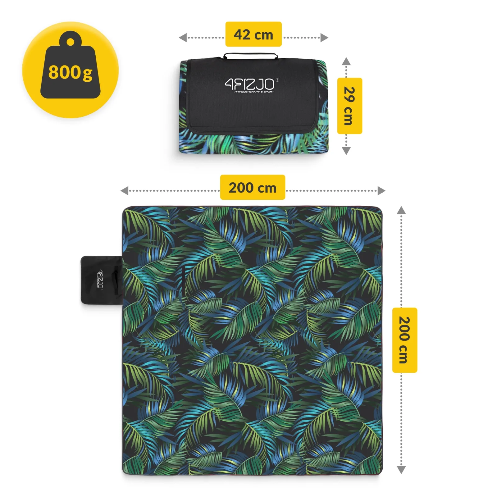 Izoliuota paplūdimio pikniko antklodė 200 x 200 cm palmės formos