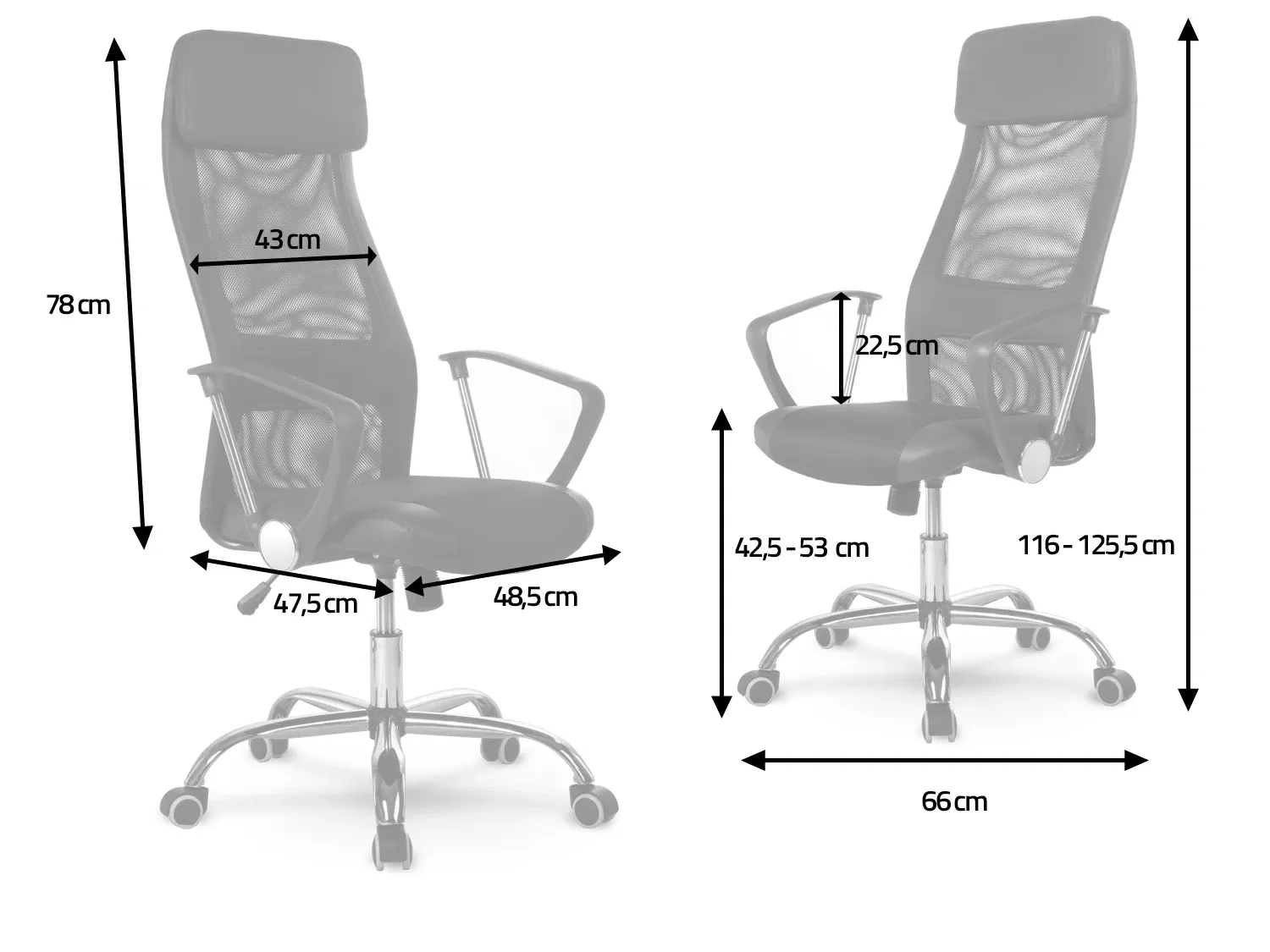 Moderni, aukšta biuro kėdė Sofotel Rio, juoda - nuotrauka 1