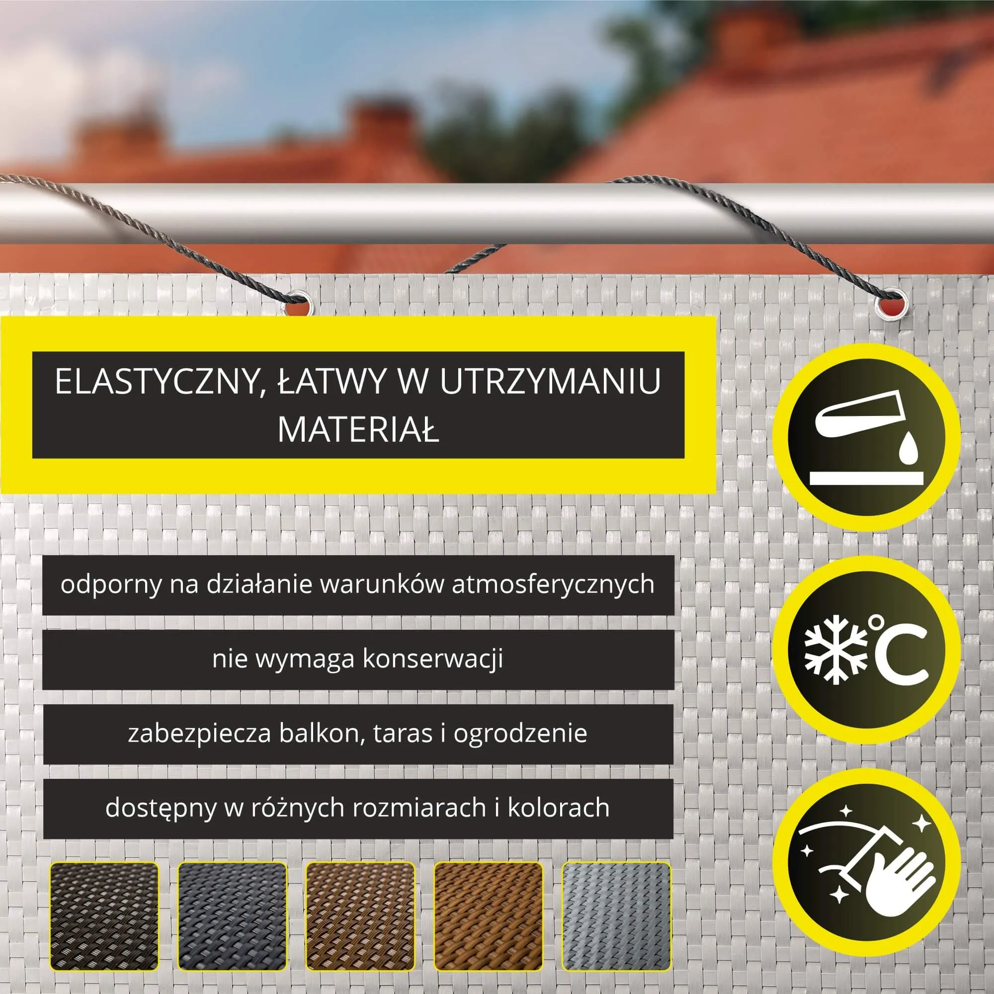 Skei balkono uždangalas 100 x 500 cm, šviesiai pilkas
