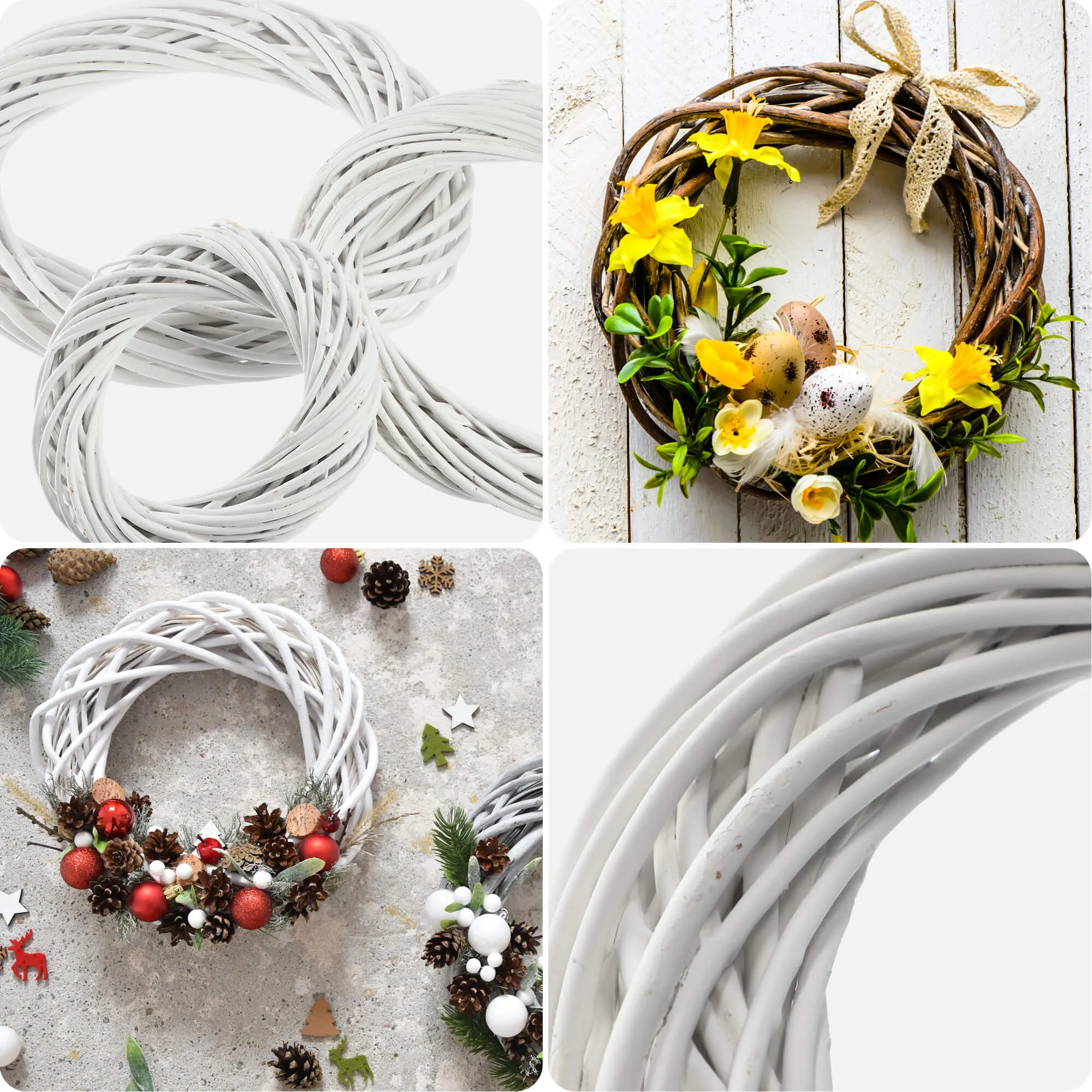 Berno vytelių vainikas 40 cm, baltas