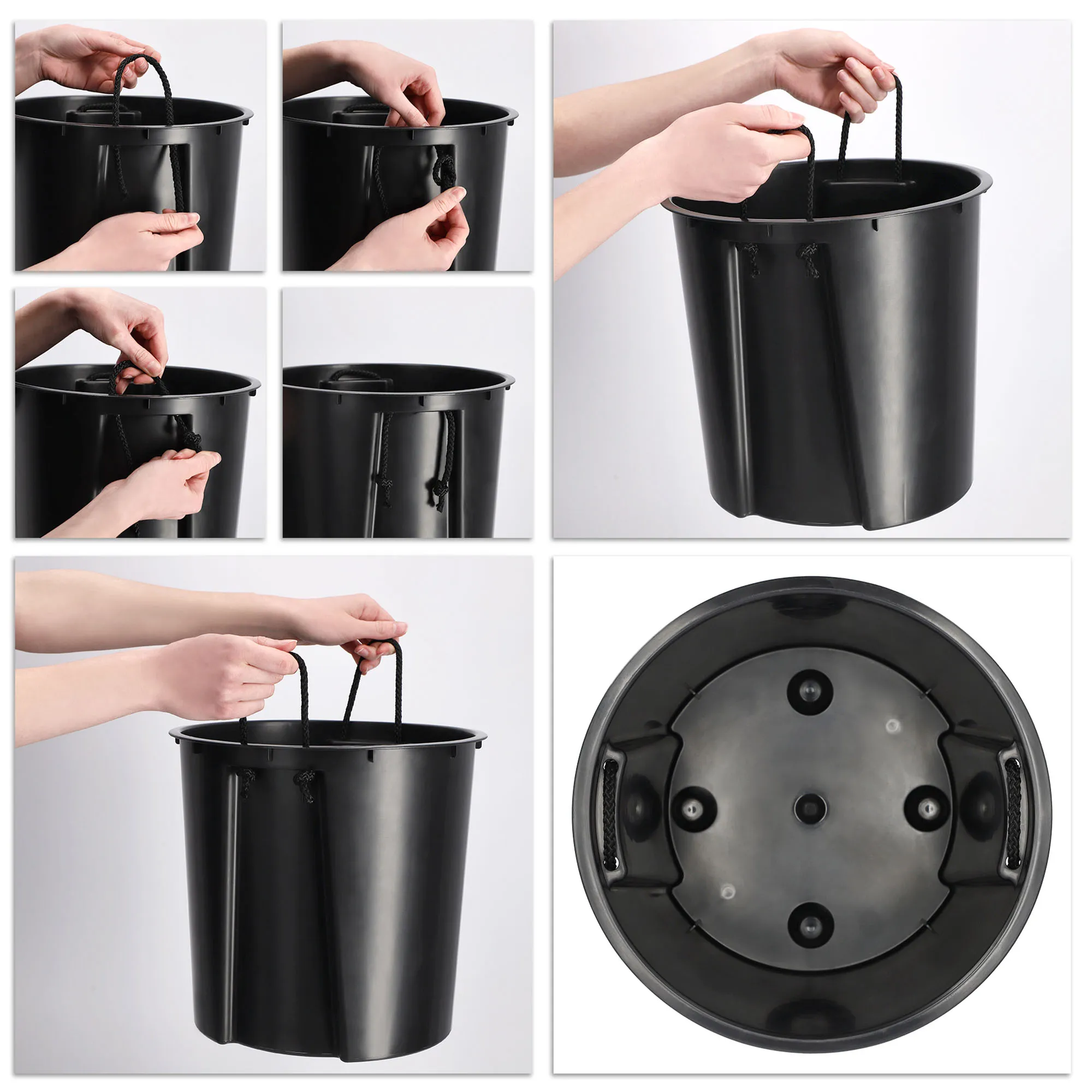 Gėlių vazonai su kaltu 19 cm + 25 cm + 30 cm, balti