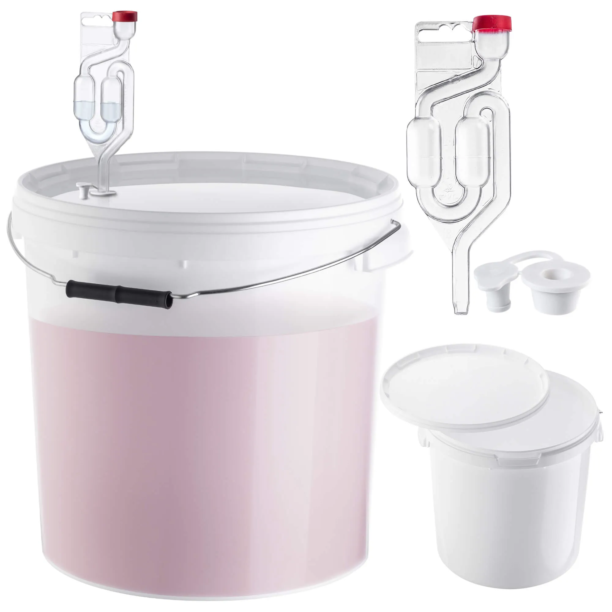 „Acerra“ fermentacijos indas su dangčiu ir rankena, 20 l, baltas + kamštis + fermentacijos užraktas