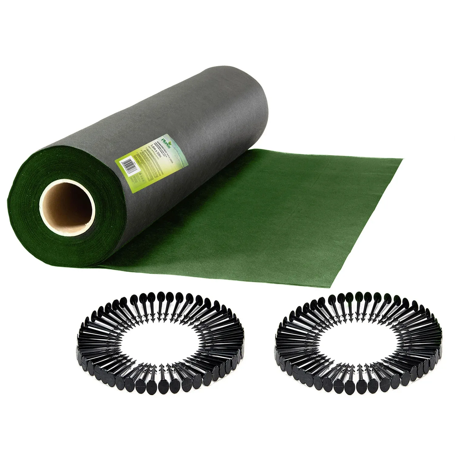 Sodo agrotekstilė 1,6 m x 50 m 90 g/m2 + 100 „Plonos“ smeigtukų - juoda ir žalia - nuotrauka 1