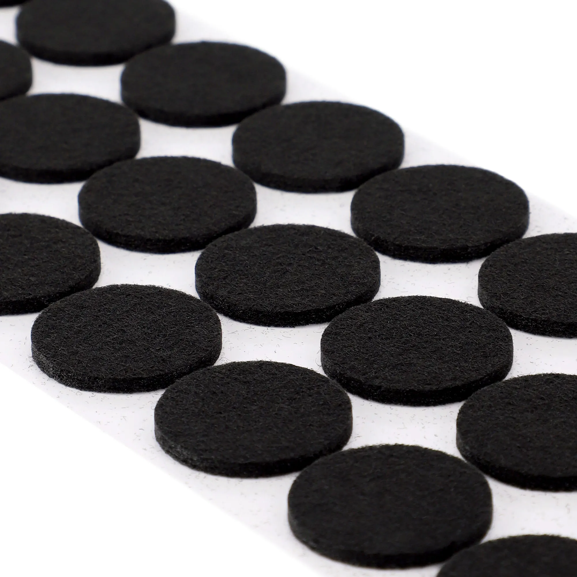 Veltinio pagalvėlės apvaliems baldams „Sort“, 29 mm, juodos, 24 vnt. rinkinys