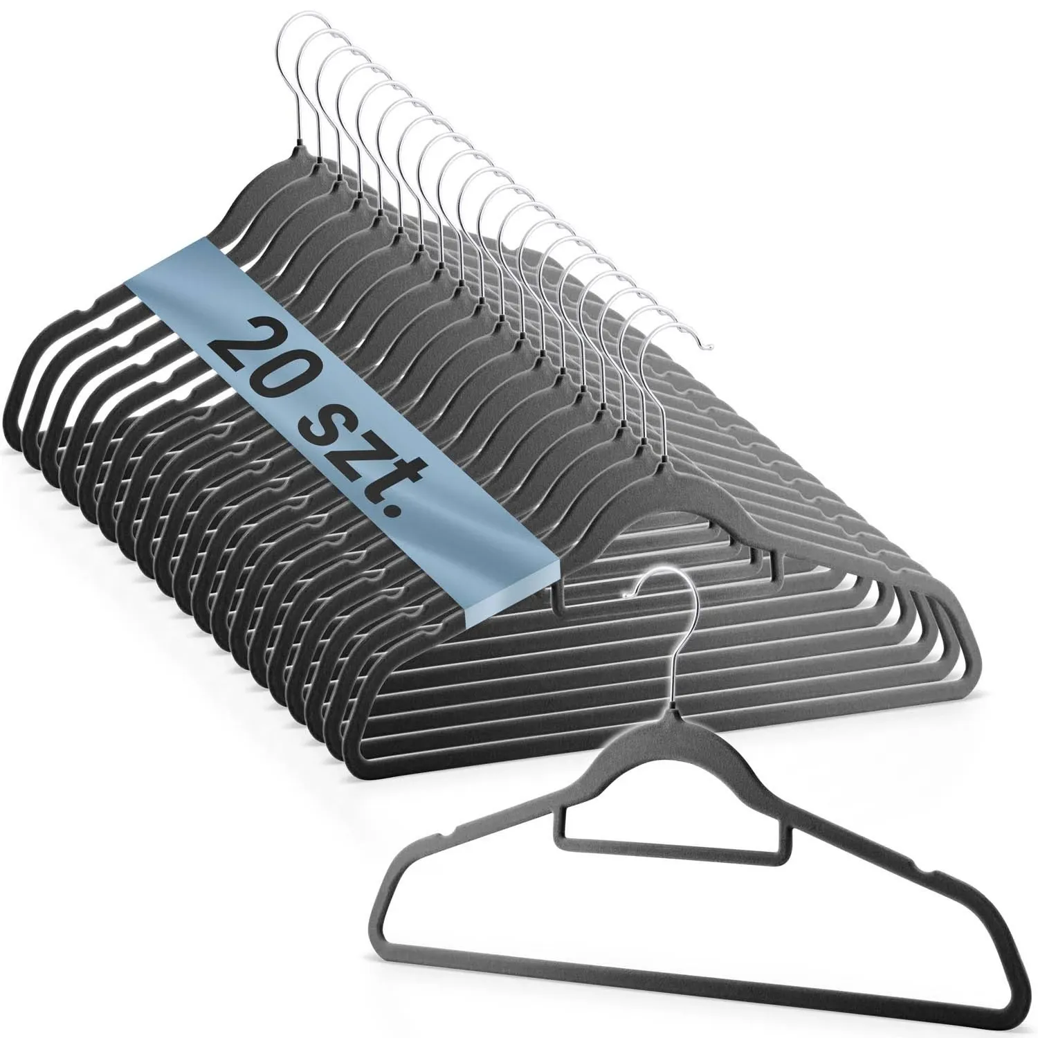 Aksominės drabužių pakabos, 20 vnt., MS-859, Massido - nuotrauka 1