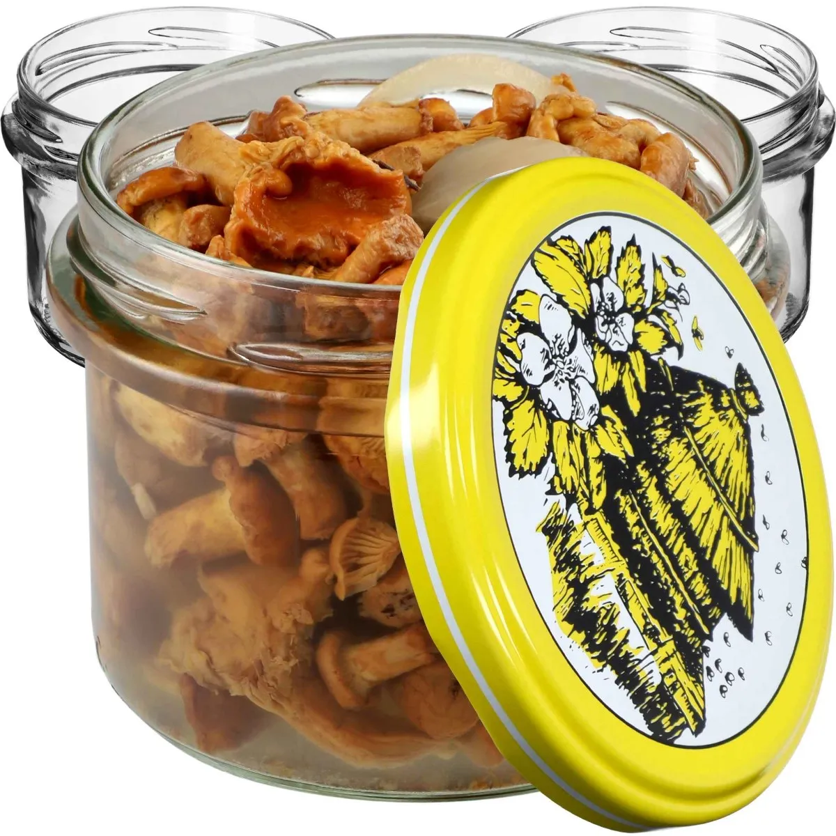 Tartu konservavimo stiklainiai 235 ml, 10 vnt., 82 mm + „Bitės“ dangteliai