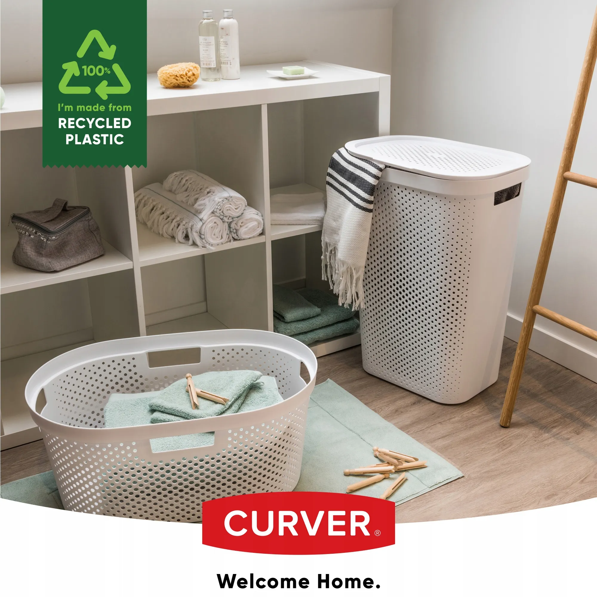 Curver Infinity 60 l dangčių krepšeliai, įvairių spalvų, 3 vnt., juodos, žalios, pilkos spalvos