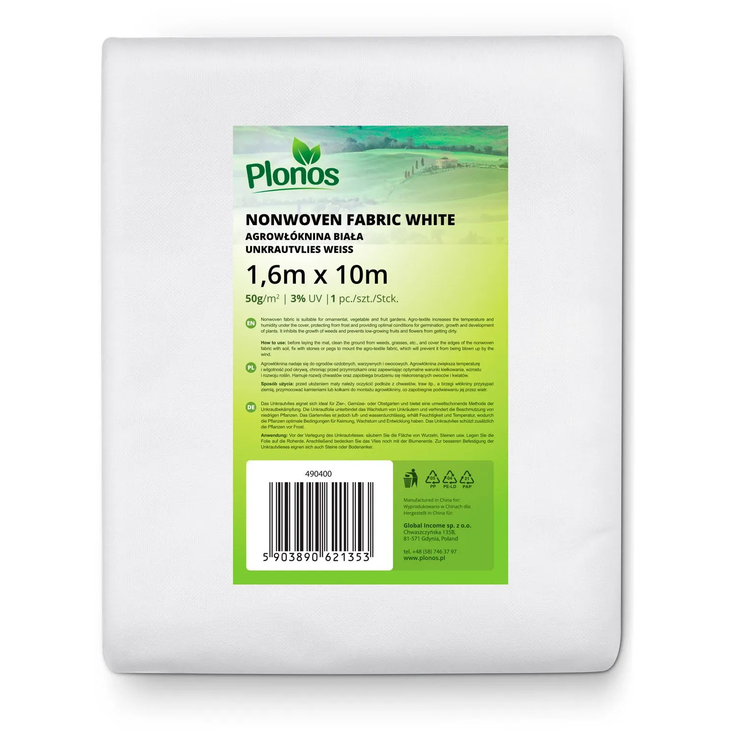 „Plonos“ agrotekstilės danga 1000 cm x 160 cm – balta - nuotrauka 1