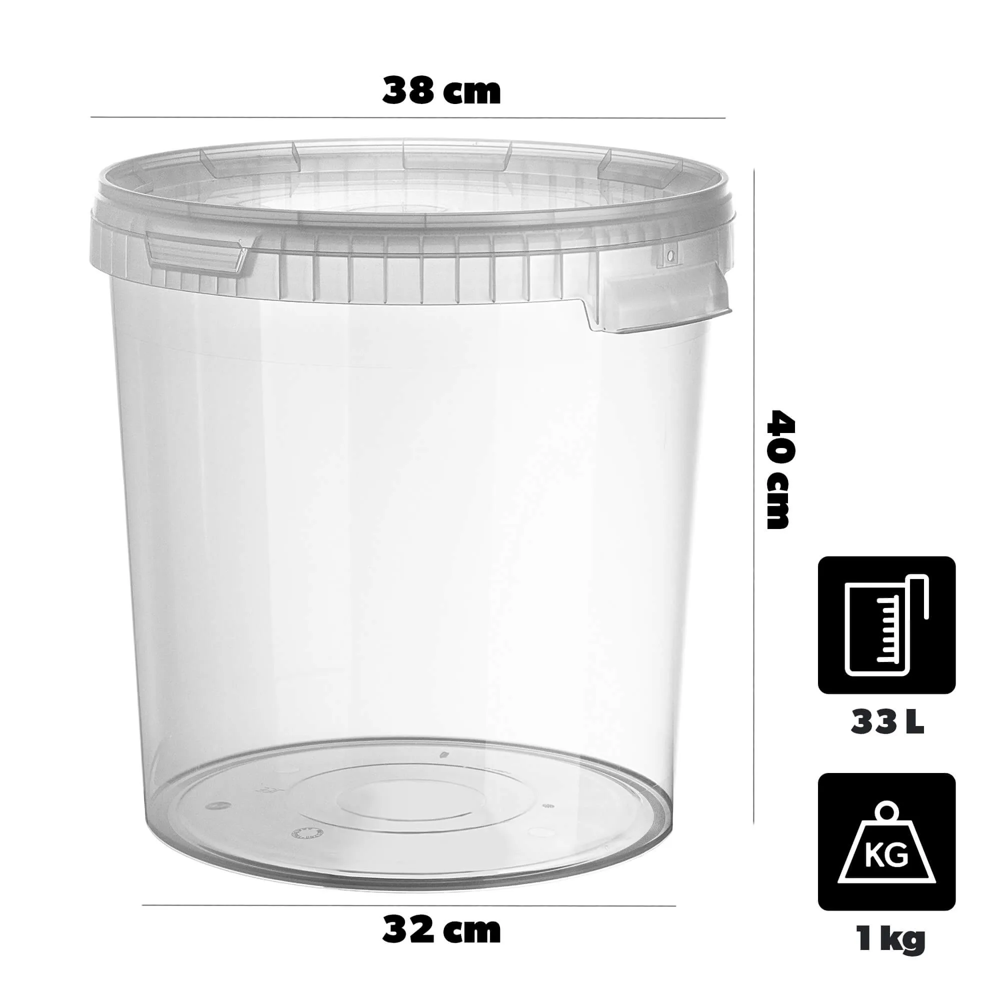 Acerra fermentacijos indas su dangčiu, 33 l, skaidrus