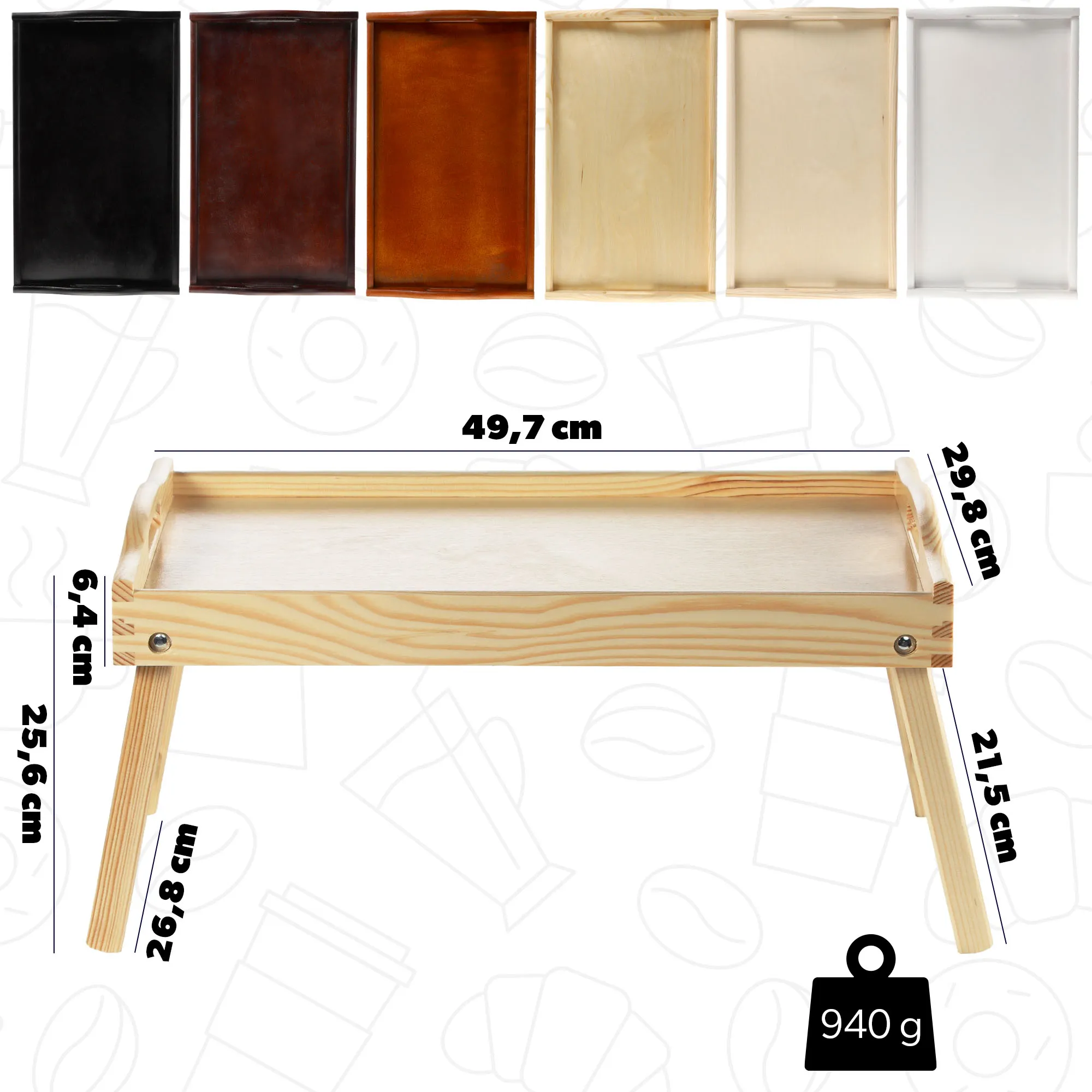 „Solia“ pusryčių stalas, nešiojamam kompiuteriui, 50 cm, bespalvis