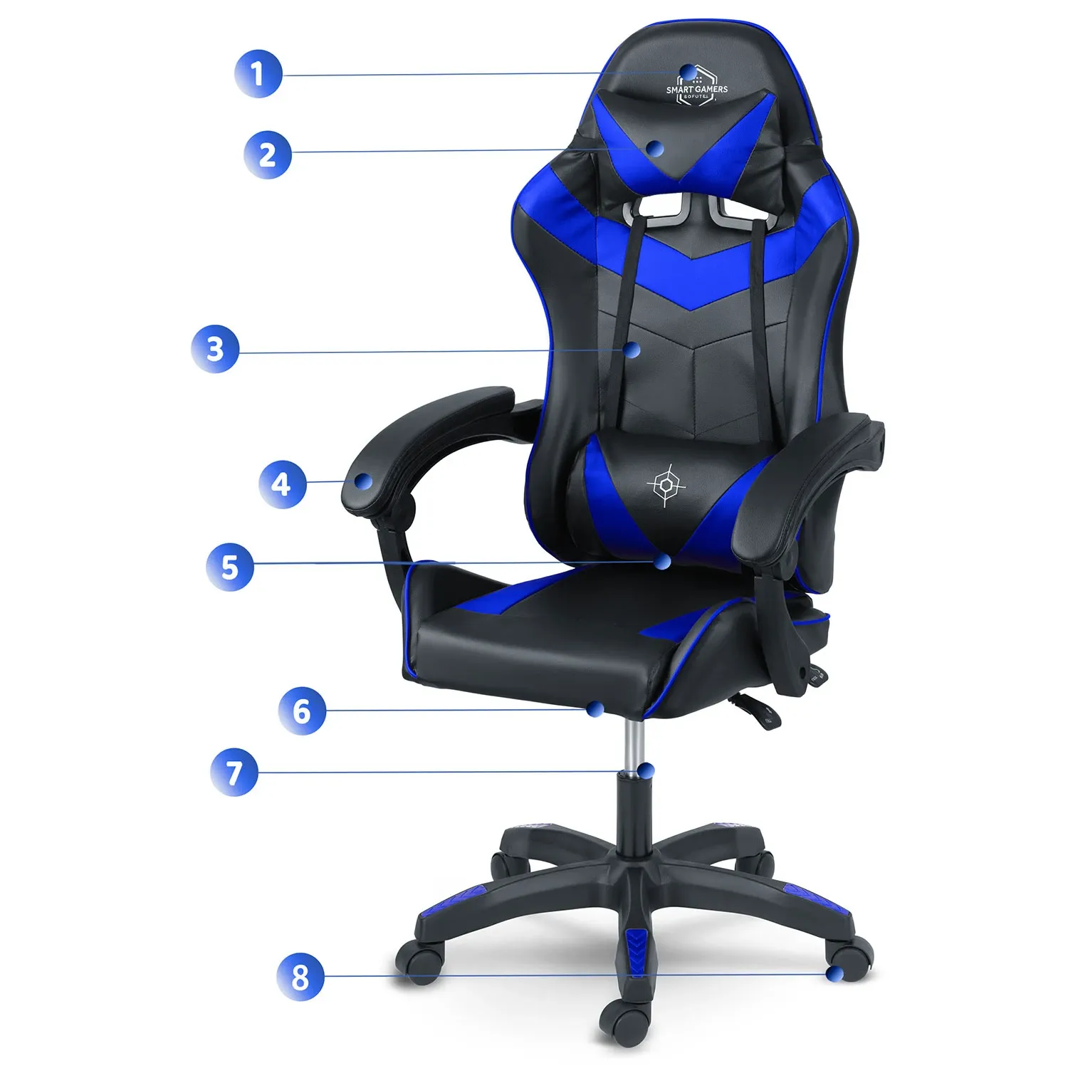 Sofotel Draknor žaidimų kėdė, juoda ir mėlyna - nuotrauka 1