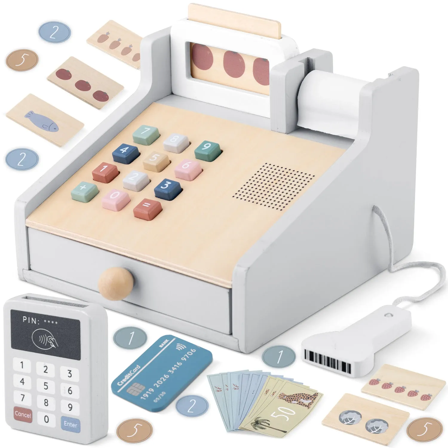 Medinis žaislinis kasos aparatas NK-863 Nukido - nuotrauka 1