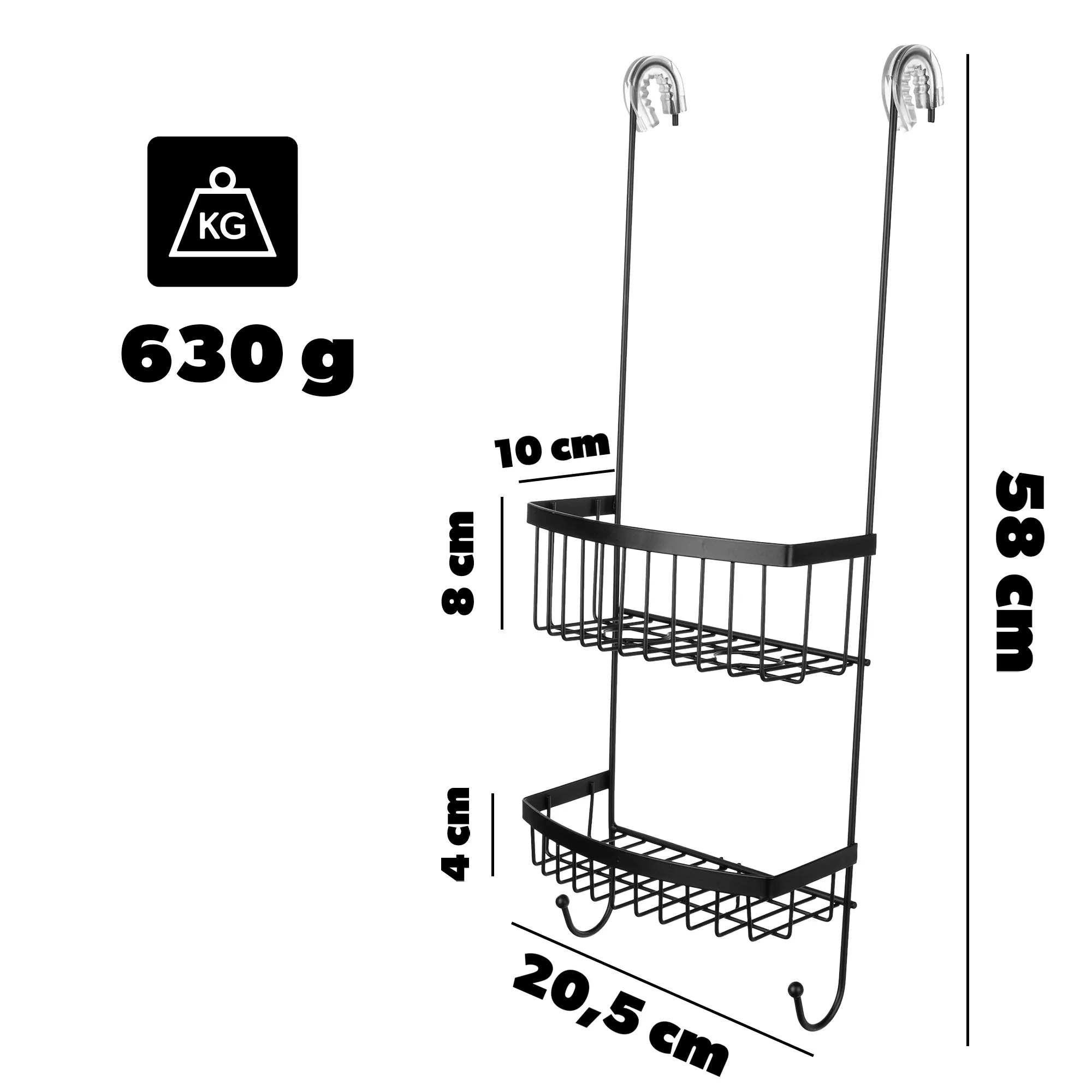 „Minays“ dviejų pakopų dušo lentyna, juoda