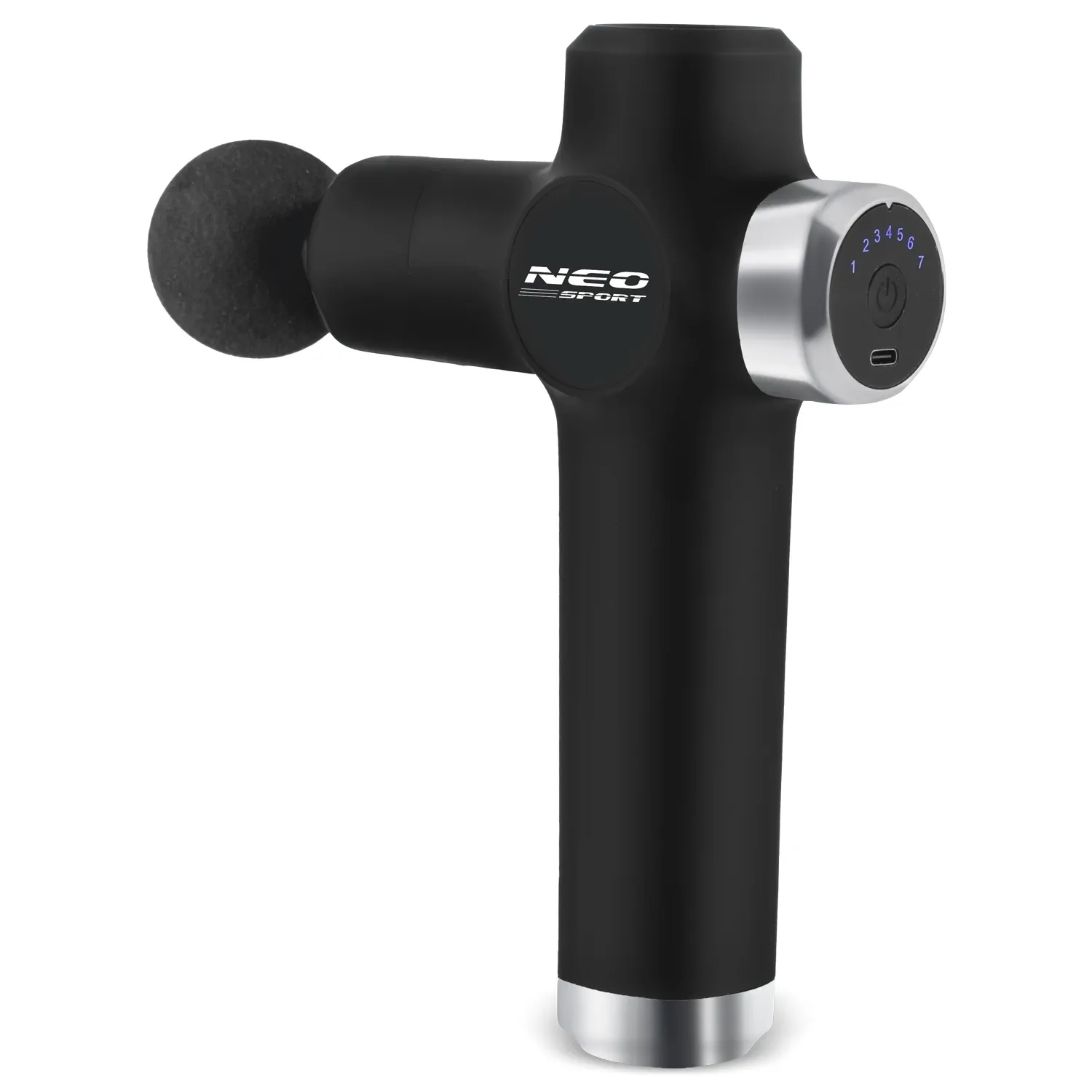 Kūno masažo pistoletas NS-501 Neo-sport juodas su 8 antgaliais - nuotrauka 1
