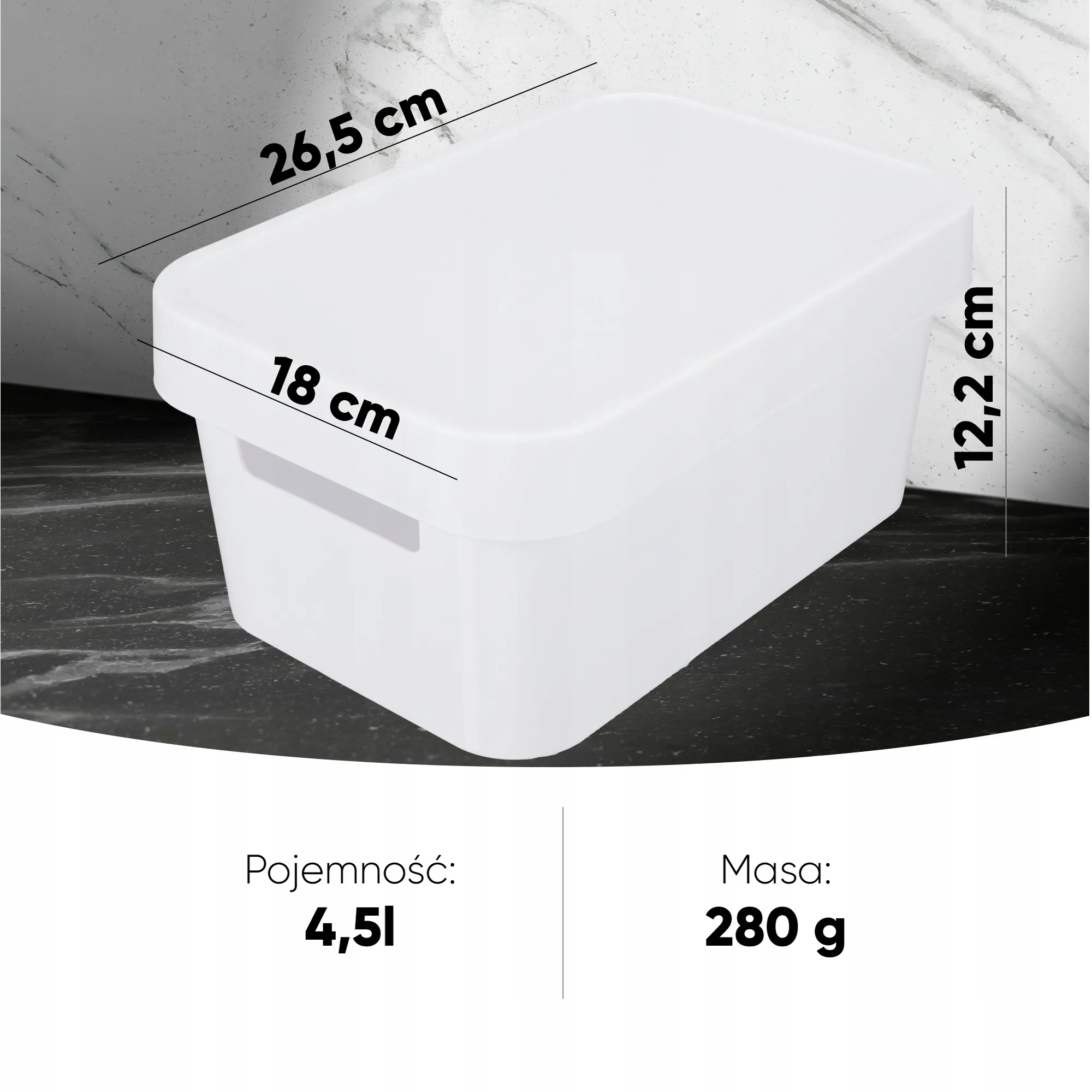 „Curver Infinity“ sandėliavimo konteineriai, 4,5 + 11 + 17 l, balti, lygūs