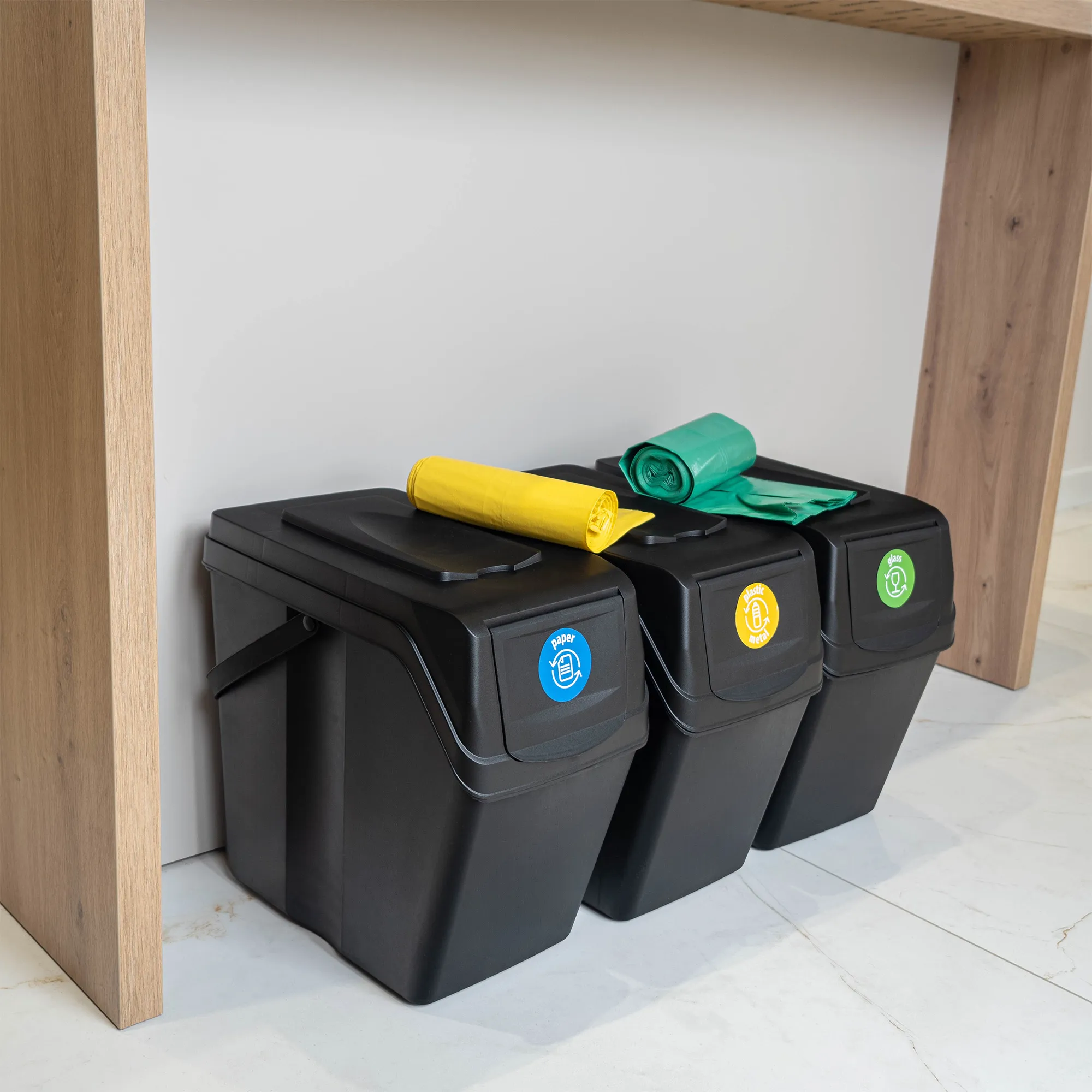 Sornay šiukšliadėžė 3×25 l, juoda