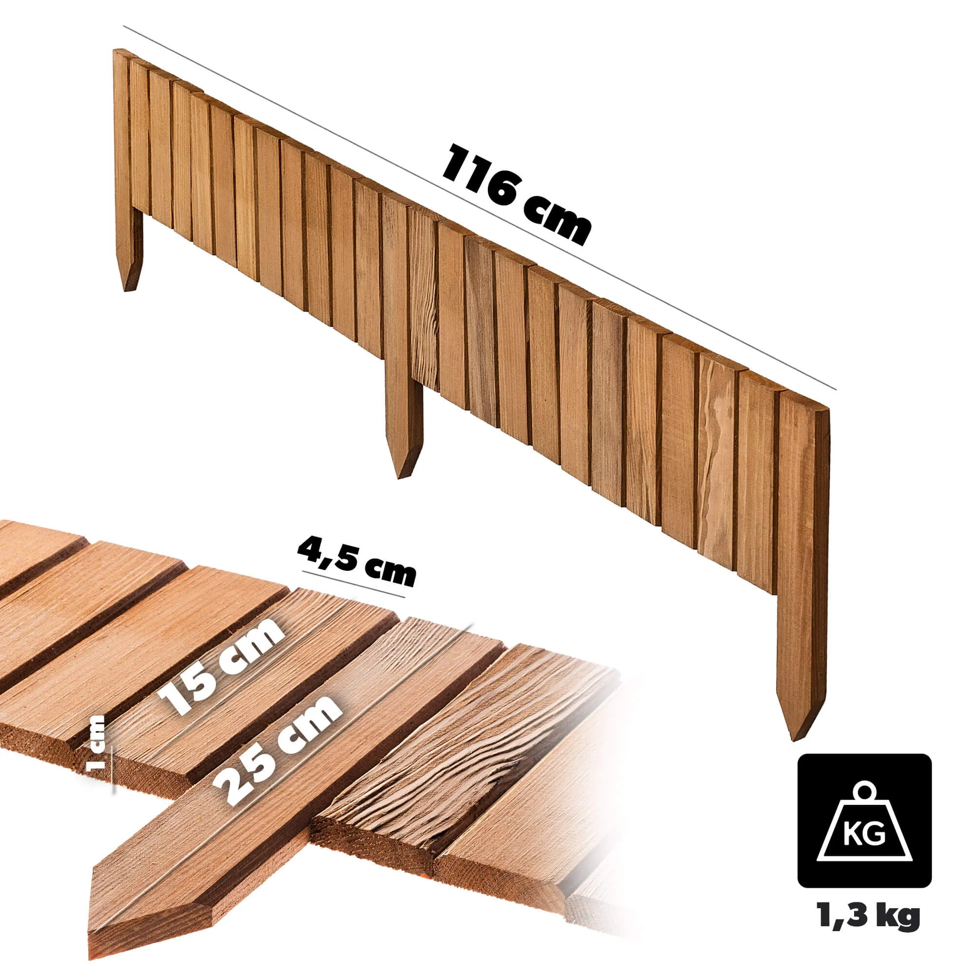 Medinė ritininė tvora Ansjo, apvadu, 115 x 15 cm, ąžuolas