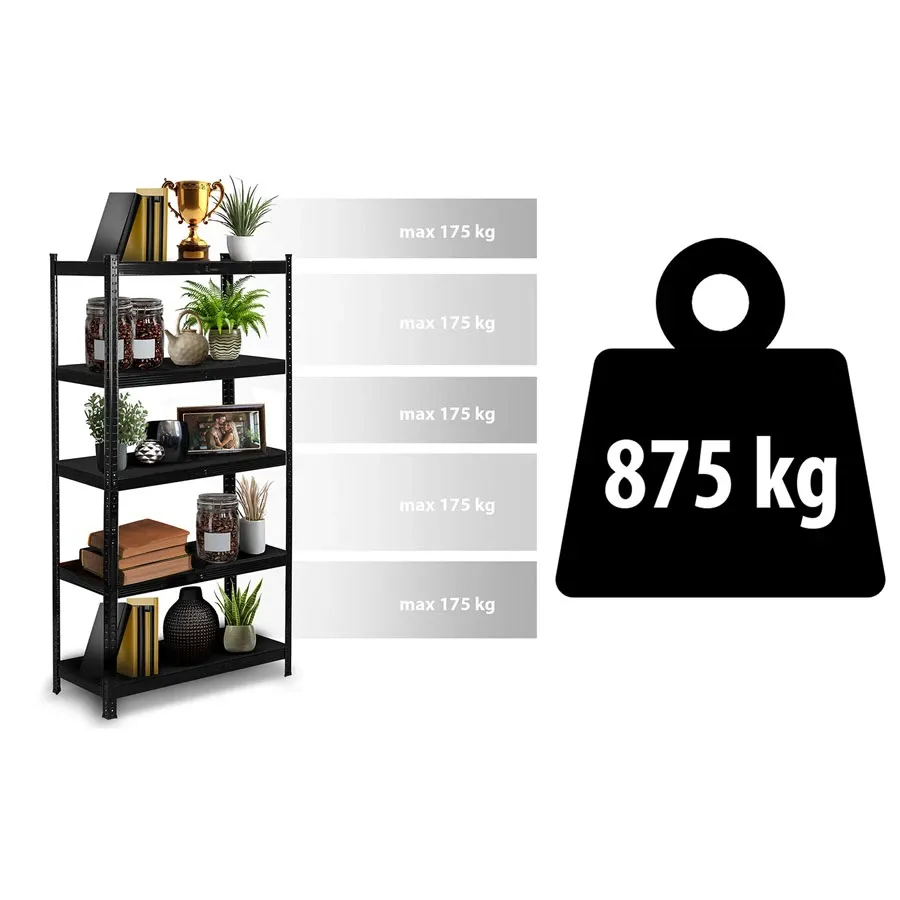 Metalinė daiktų laikymo lentyna 180 x 90 x 40 cm Humberg HR-851 juoda - nuotrauka 1