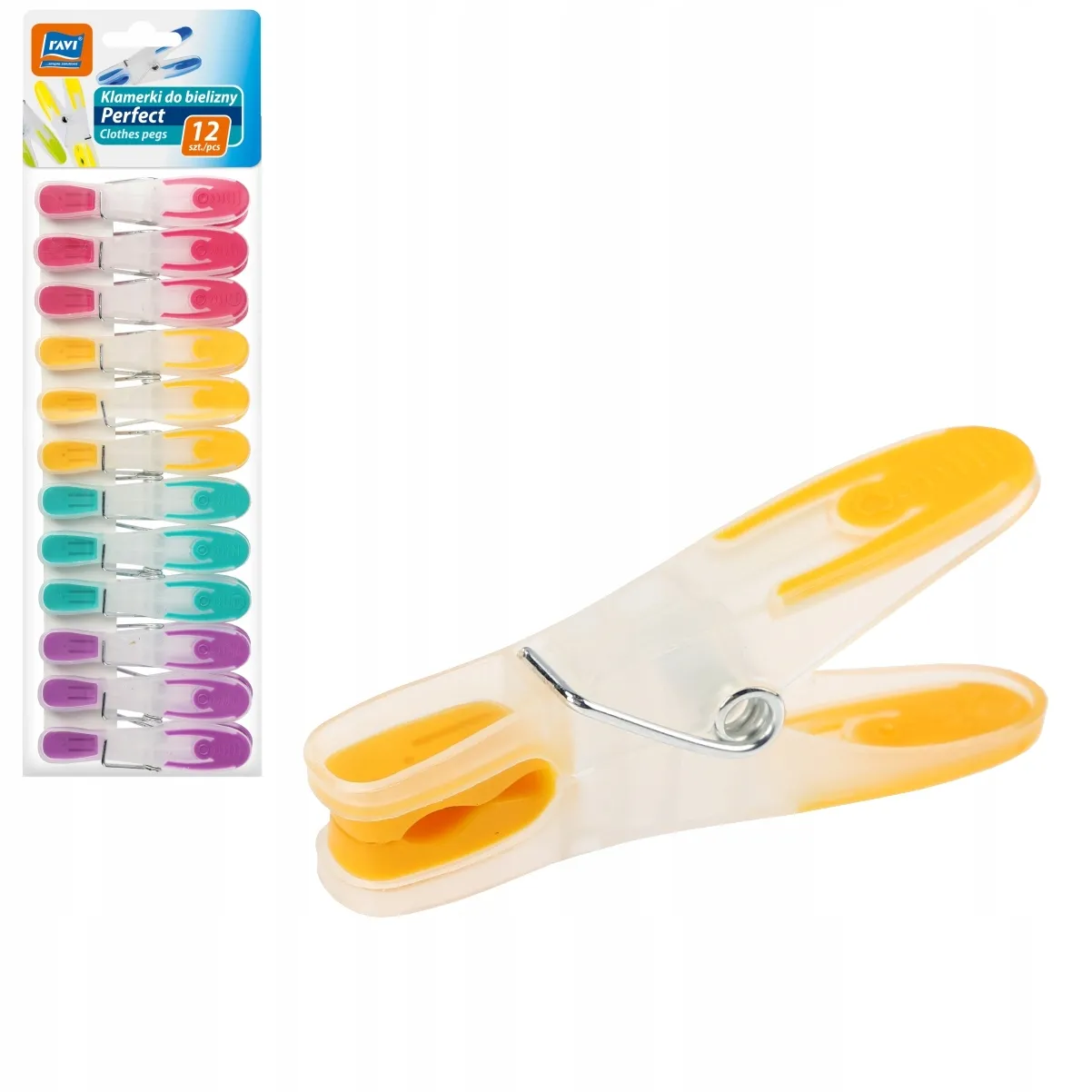 „Ravi Perfect“ plastikiniai skalbinių segtukai, 4 spalvos, 12 vnt.