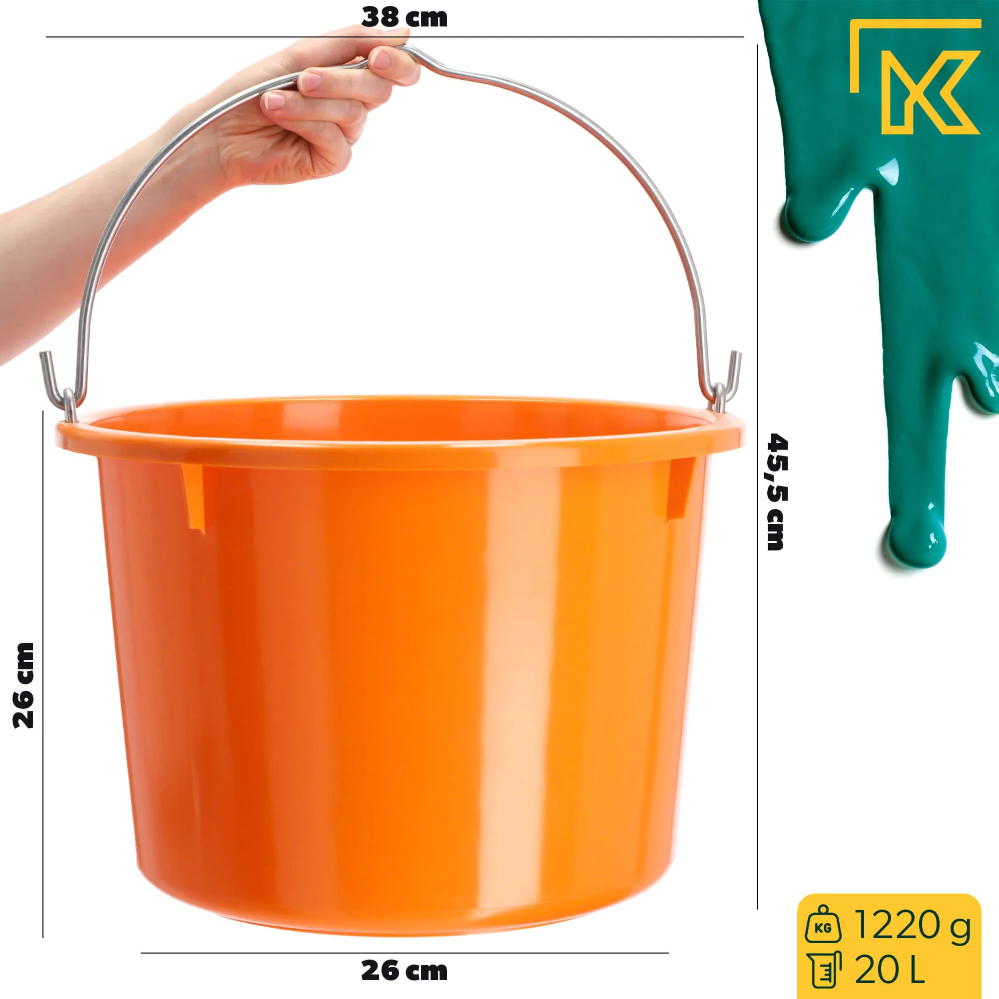 Kanan statybiniai kibirai 20L, oranžiniai, 3 vnt.