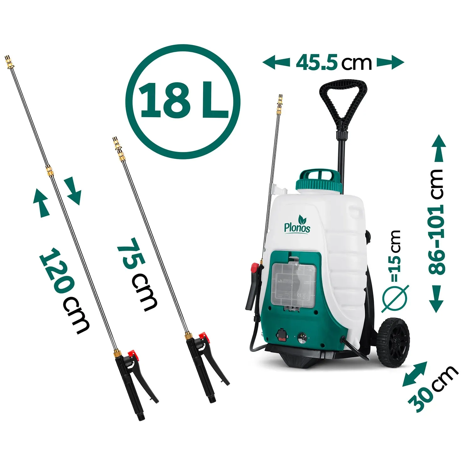 „Plonos PL-601“ akumuliatorinis purkštuvas su vežimėliu - nuotrauka 1