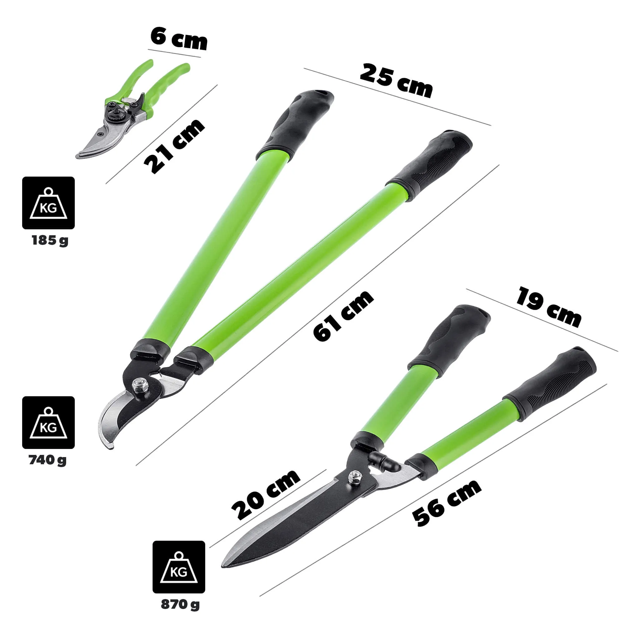 Sodo žirklių ir genėtuvų rinkinys, 3 vnt.